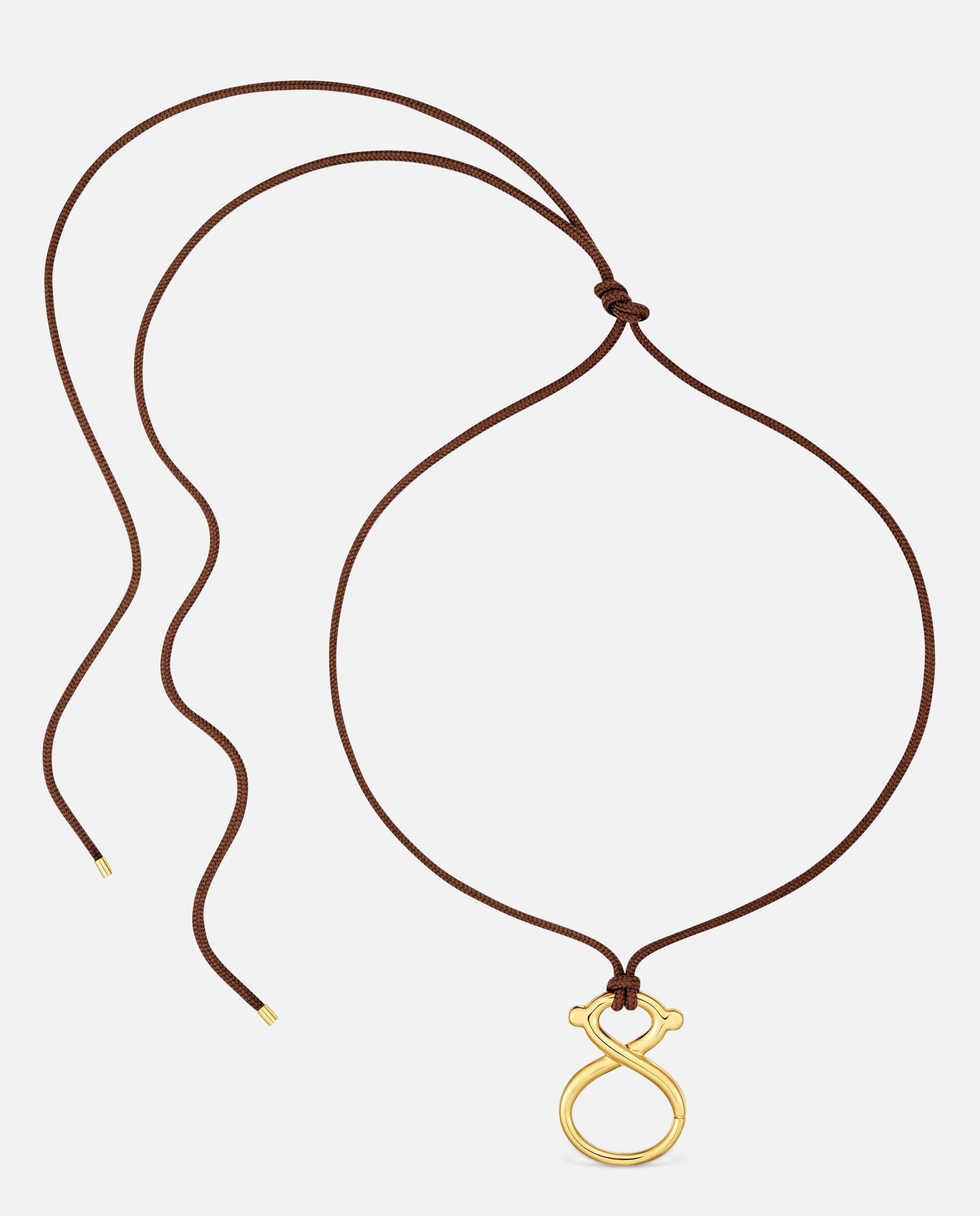 Collar largo con baño de oro 18 kt sobre plata y cordón tous infinity - Marrón Marrón-1