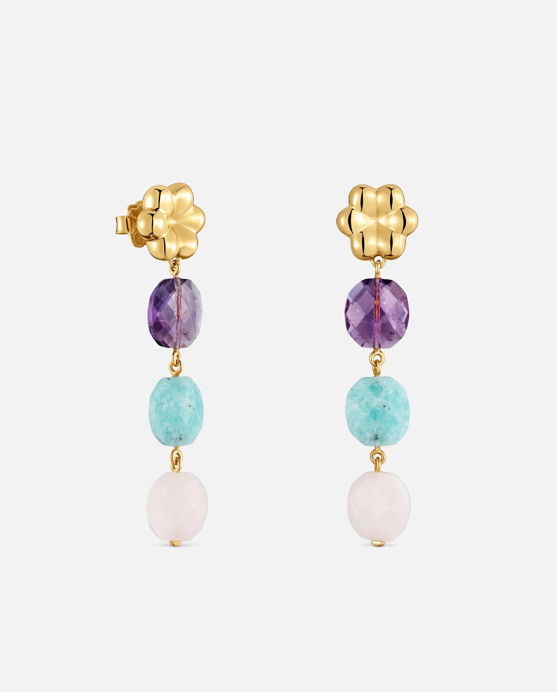 Pendientes con baño de oro 18 kt sobre plata y gemas bold motif - Tous - Multicolor Multicolor-1