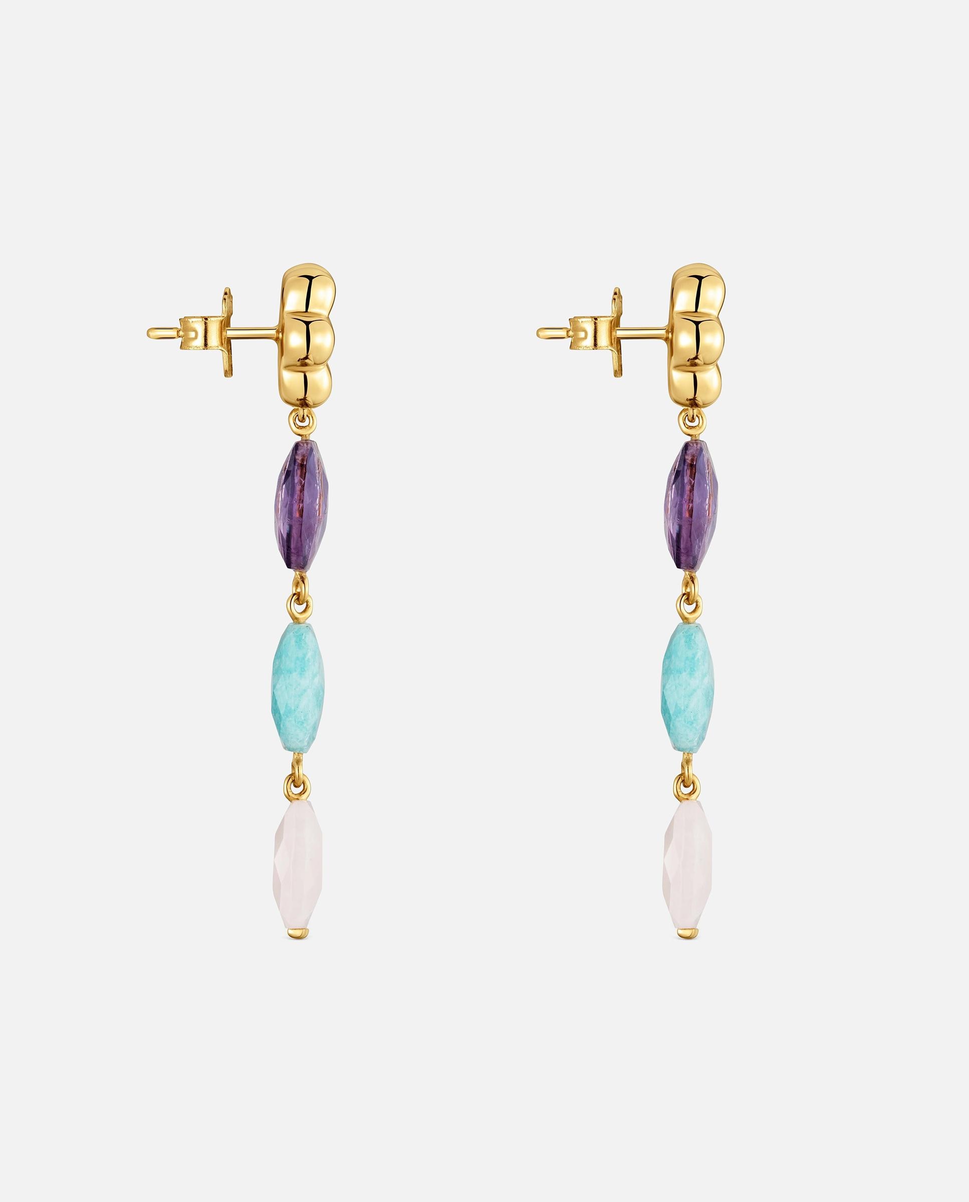 Pendientes con baño de oro 18 kt sobre plata y gemas bold motif - Tous - Multicolor Multicolor-2