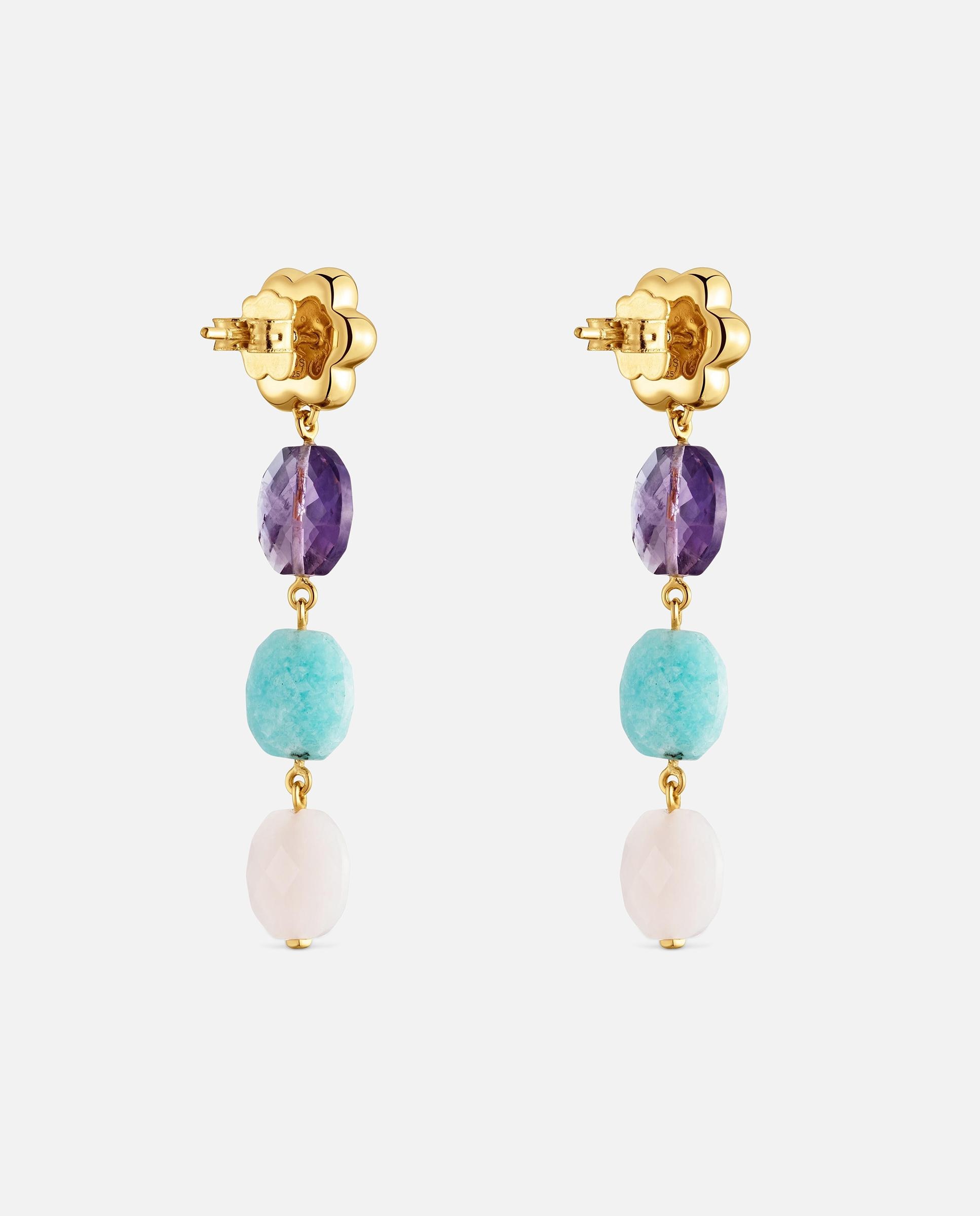 Pendientes con baño de oro 18 kt sobre plata y gemas bold motif - Tous - Multicolor Multicolor-3
