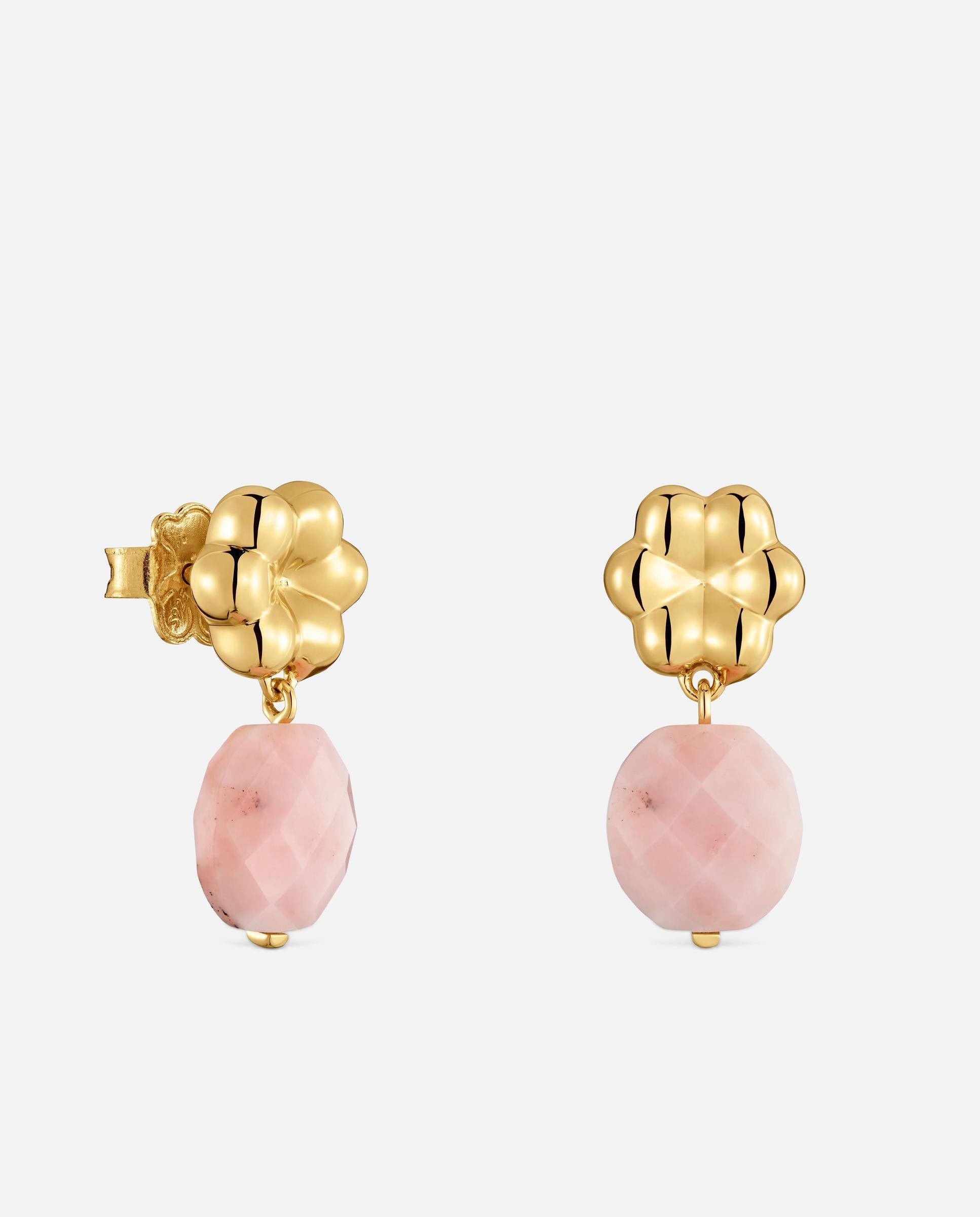 Imagen 0 de Pendientes con baño de oro 18 kt sobre plata y ópalo bold motif Rosa claro