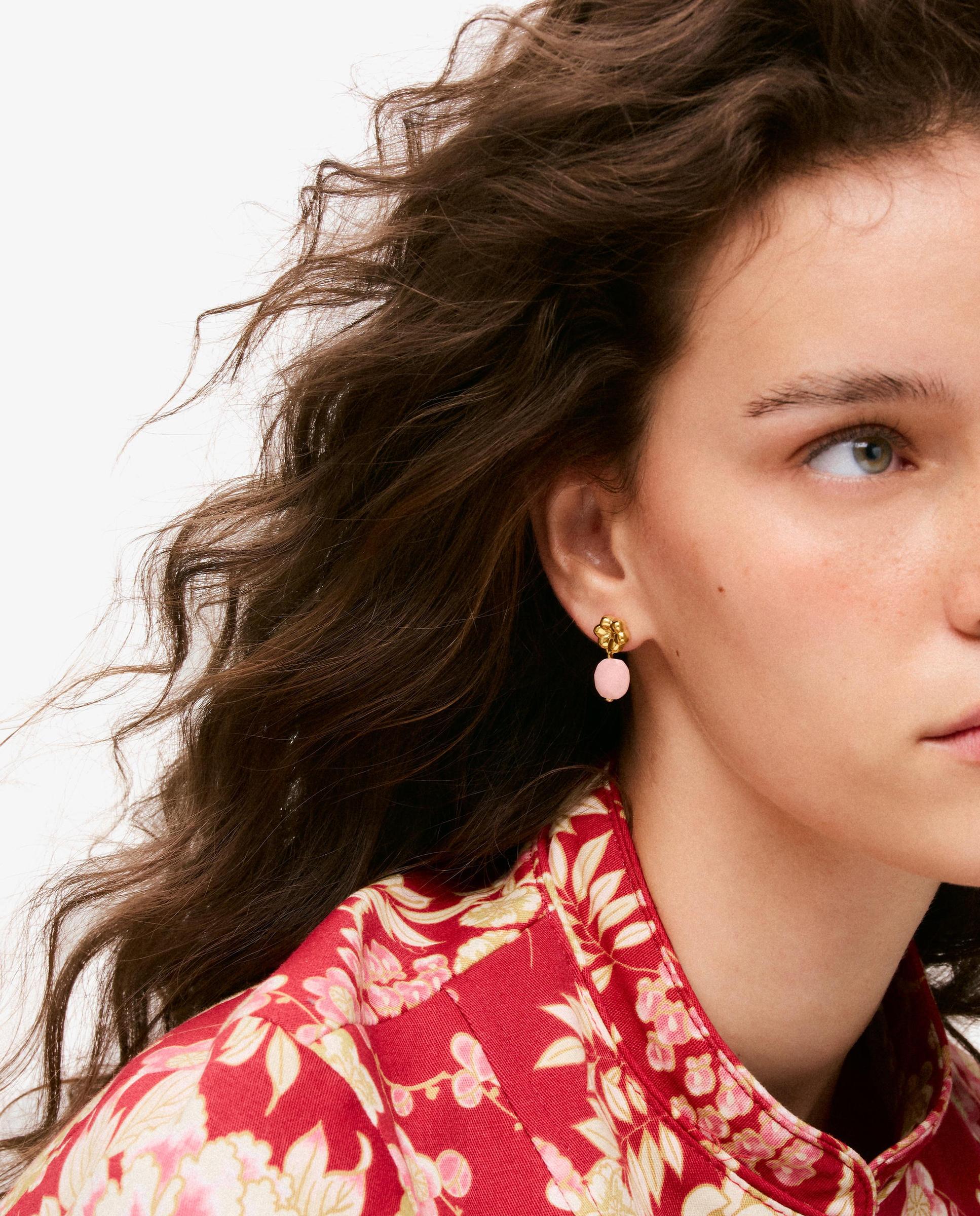 Pendientes con baño de oro 18 kt sobre plata y ópalo bold motif - Tous - Rosa claro Rosa claro-4