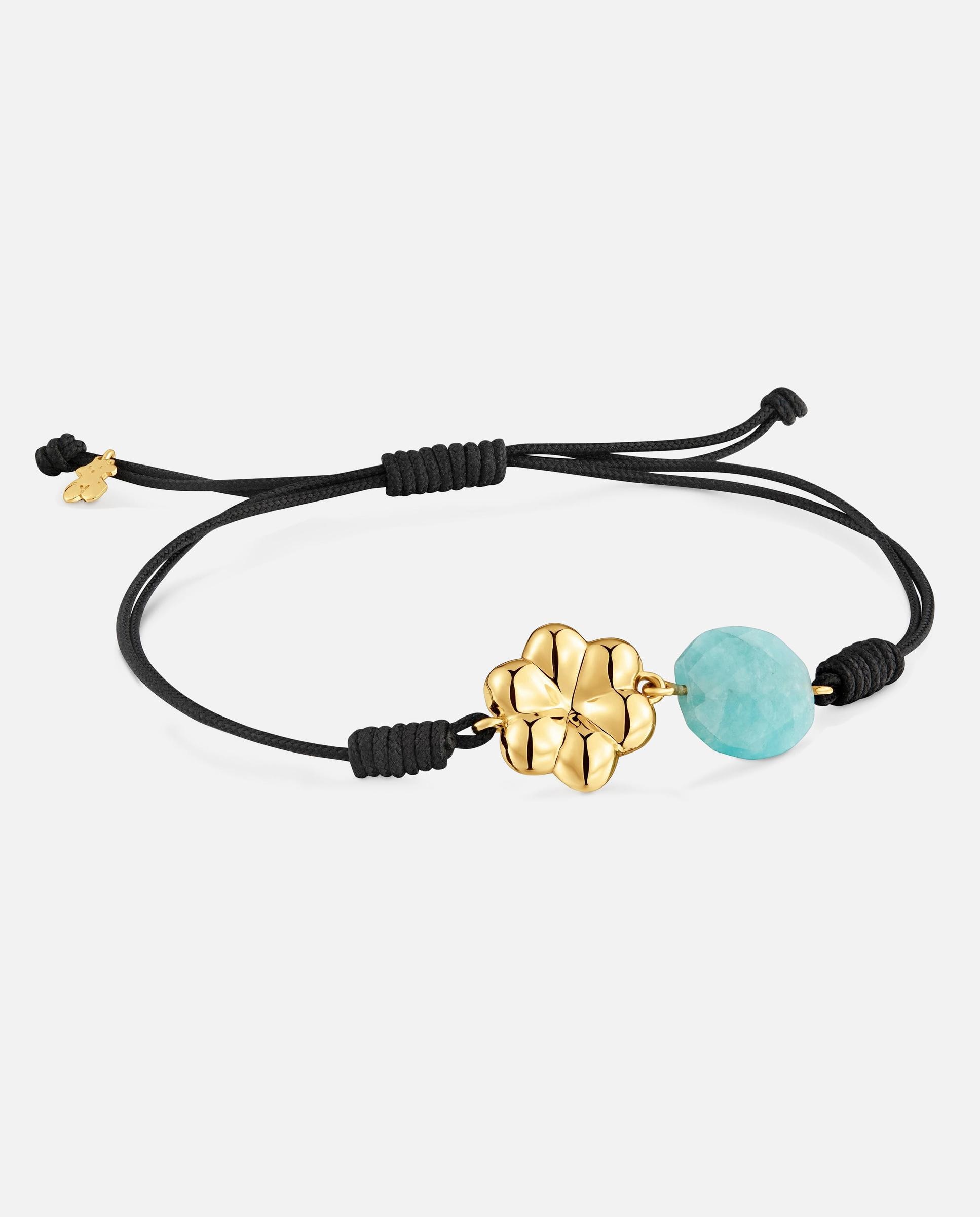 Pulsera de nylon con baño de oro 18 kt sobre plata y amazonita bold motif - Tous - Azul celeste Azul celeste-1