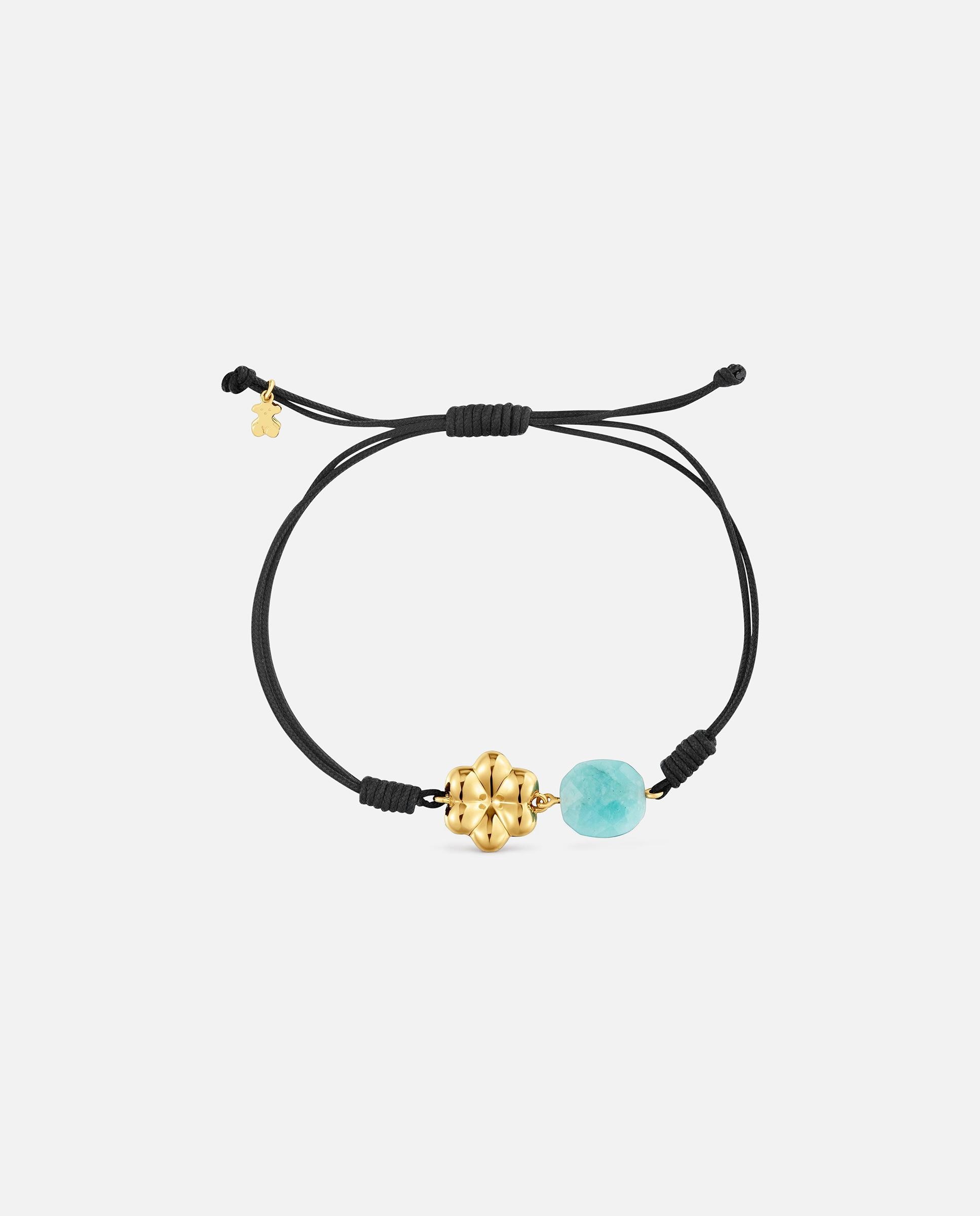 Pulsera de nylon con baño de oro 18 kt sobre plata y amazonita bold motif - Tous - Azul celeste Azul celeste-2
