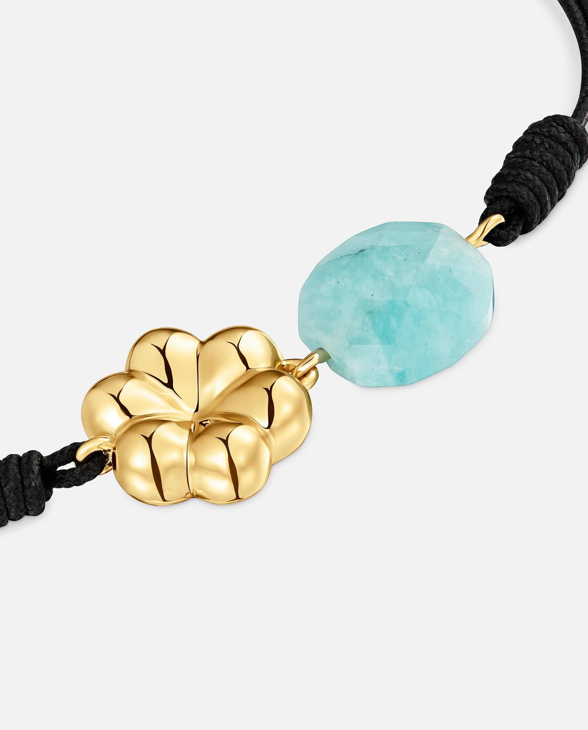 Pulsera de nylon con baño de oro 18 kt sobre plata y amazonita bold motif - Tous - Azul celeste Azul celeste-3