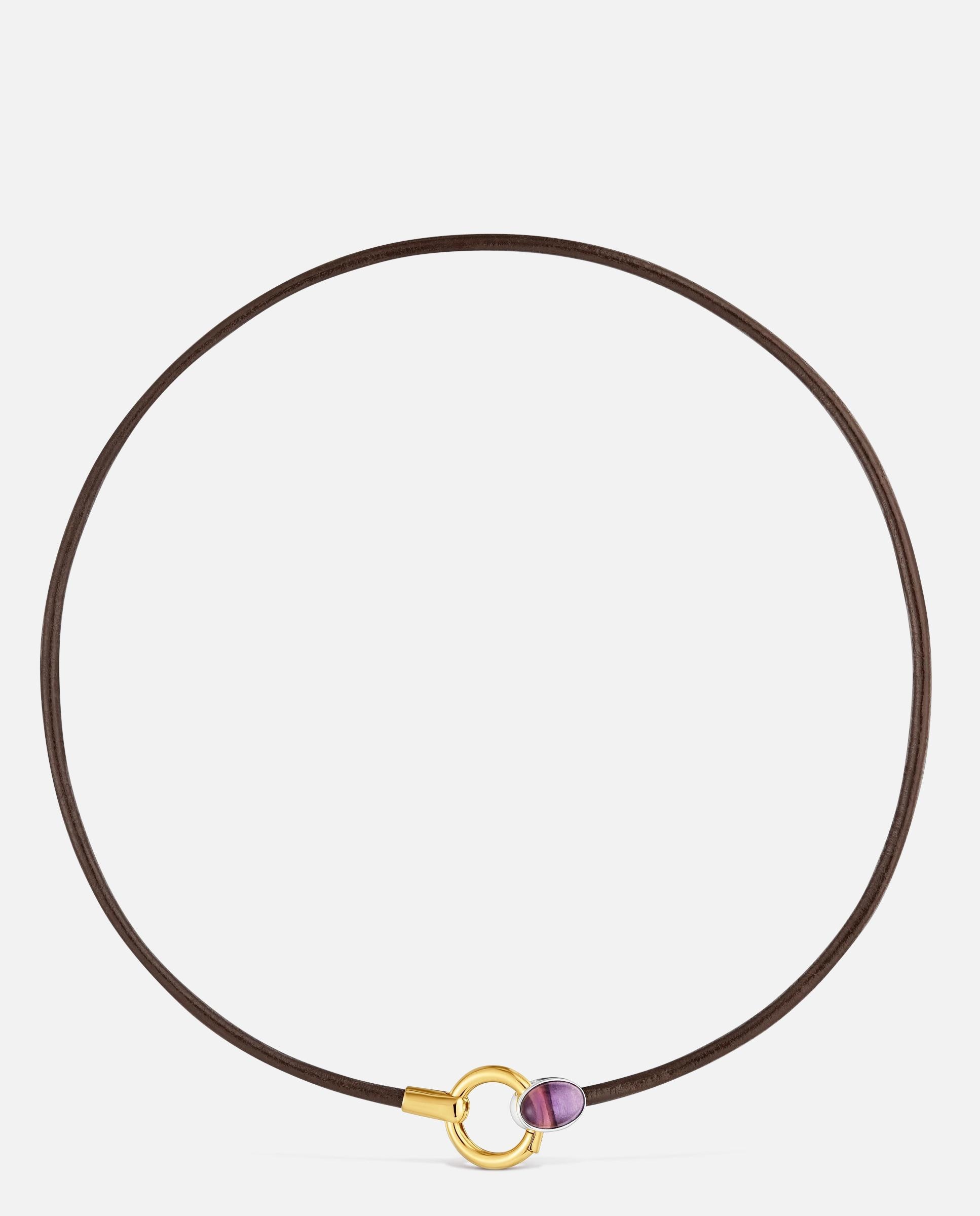 Imagen 0 de Collar bicolor con amatista y cordón de piel tous gem power Morado