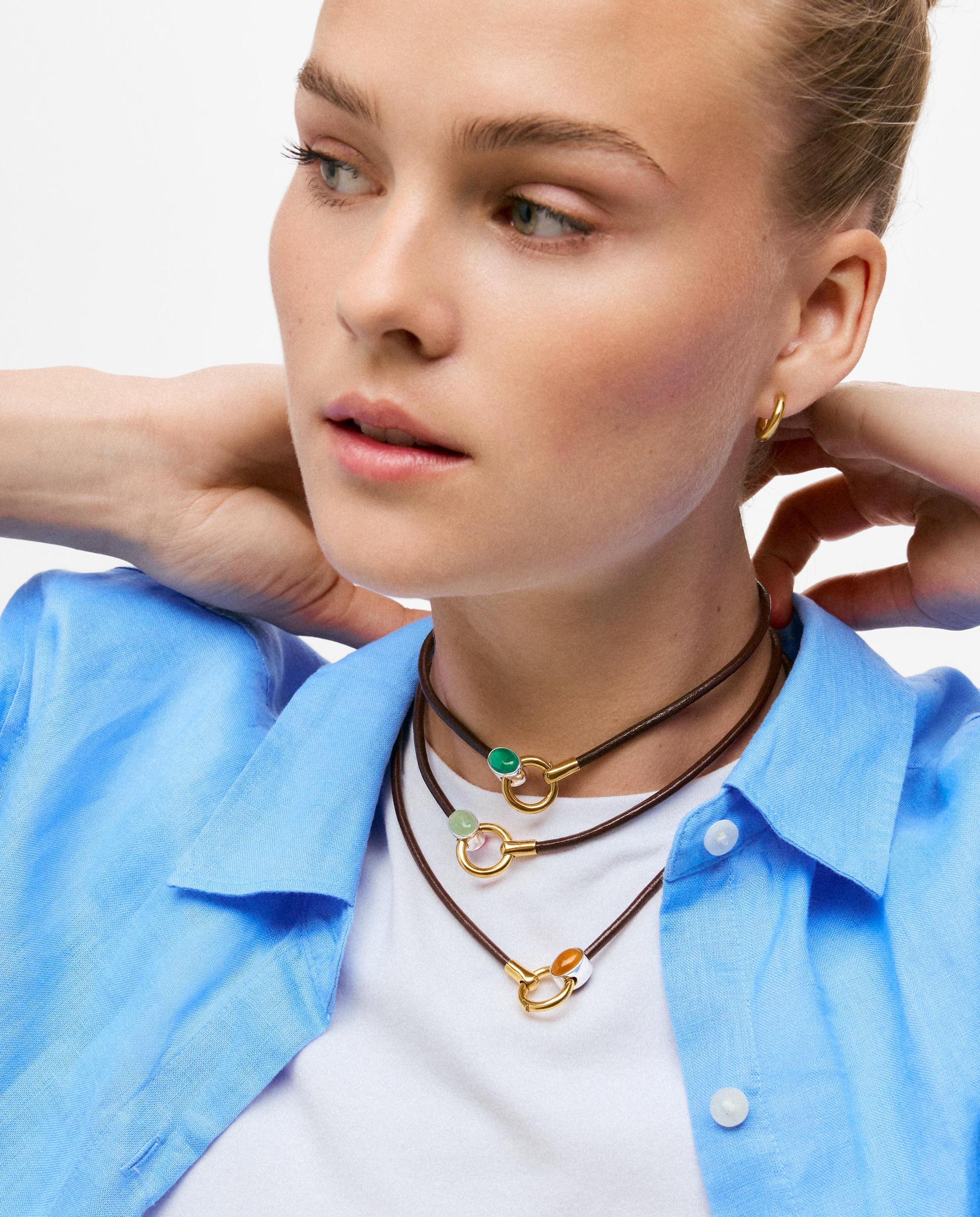 Imagen 0 de Collar bicolor con lapislázuli y cordón de piel tous gem power Azul