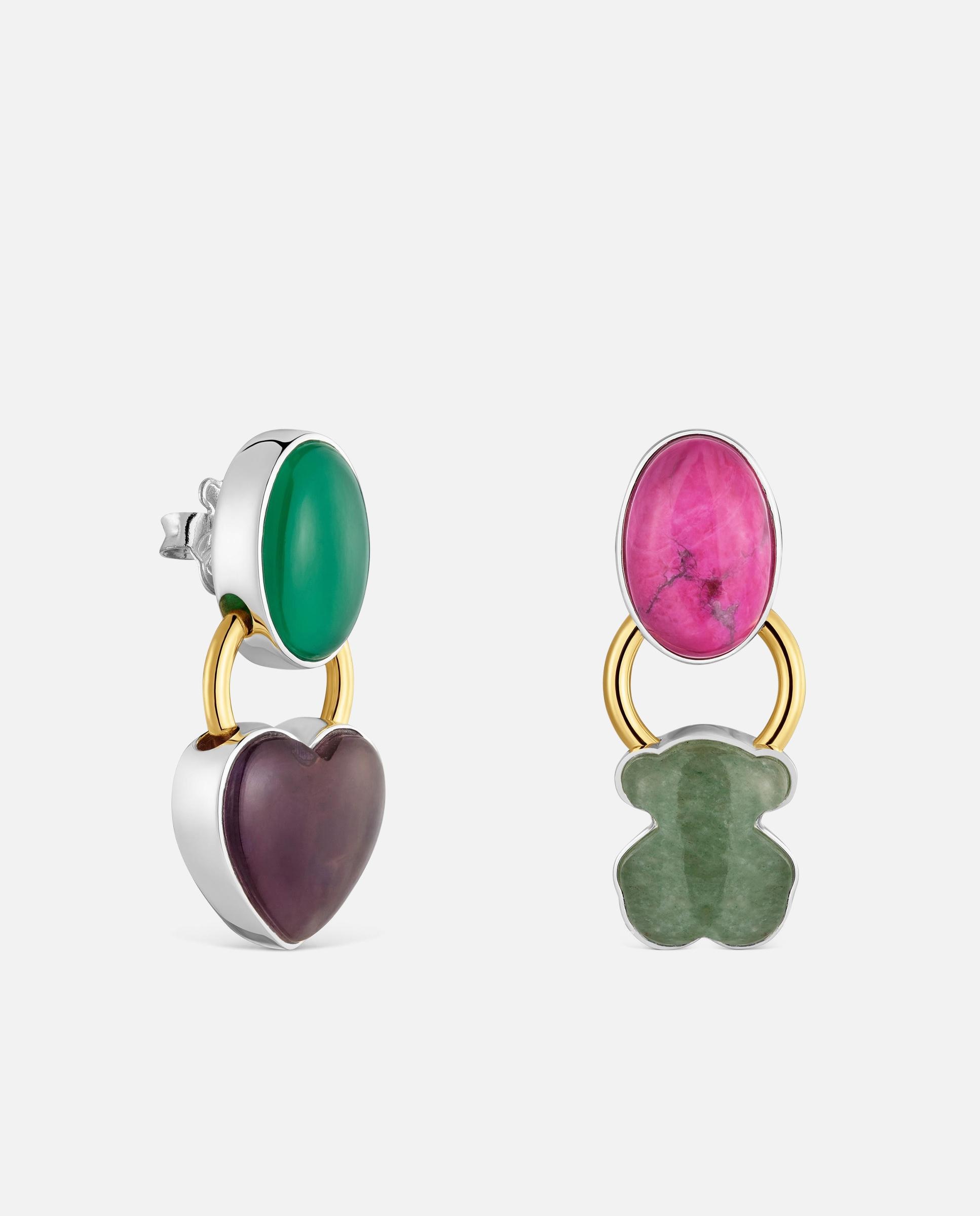 Pendientes oso bicolor con gemas tous gem power - Multicolor Multicolor-1
