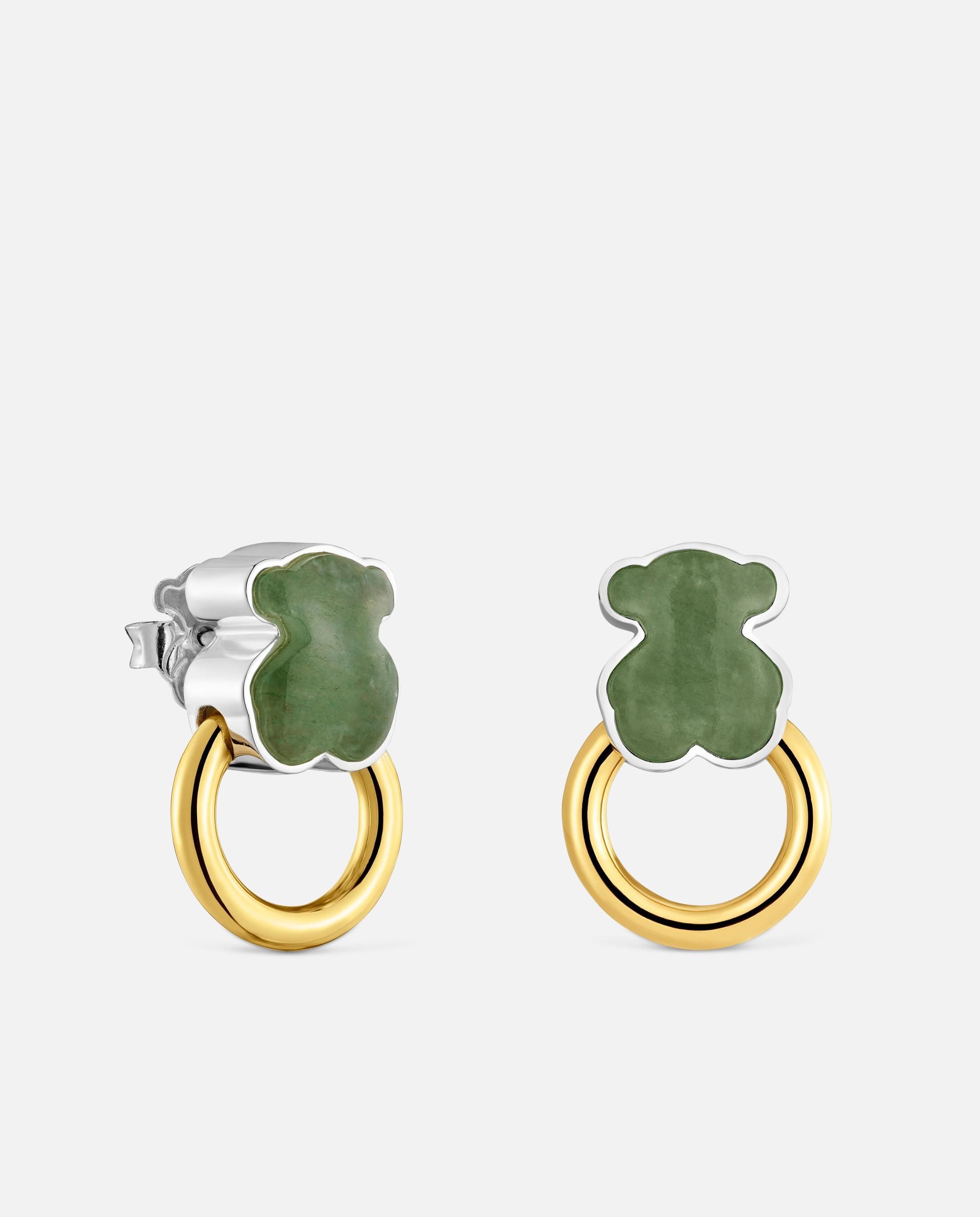 Pendientes aro bicolor con aventurina tous gem power - Verde Verde-1