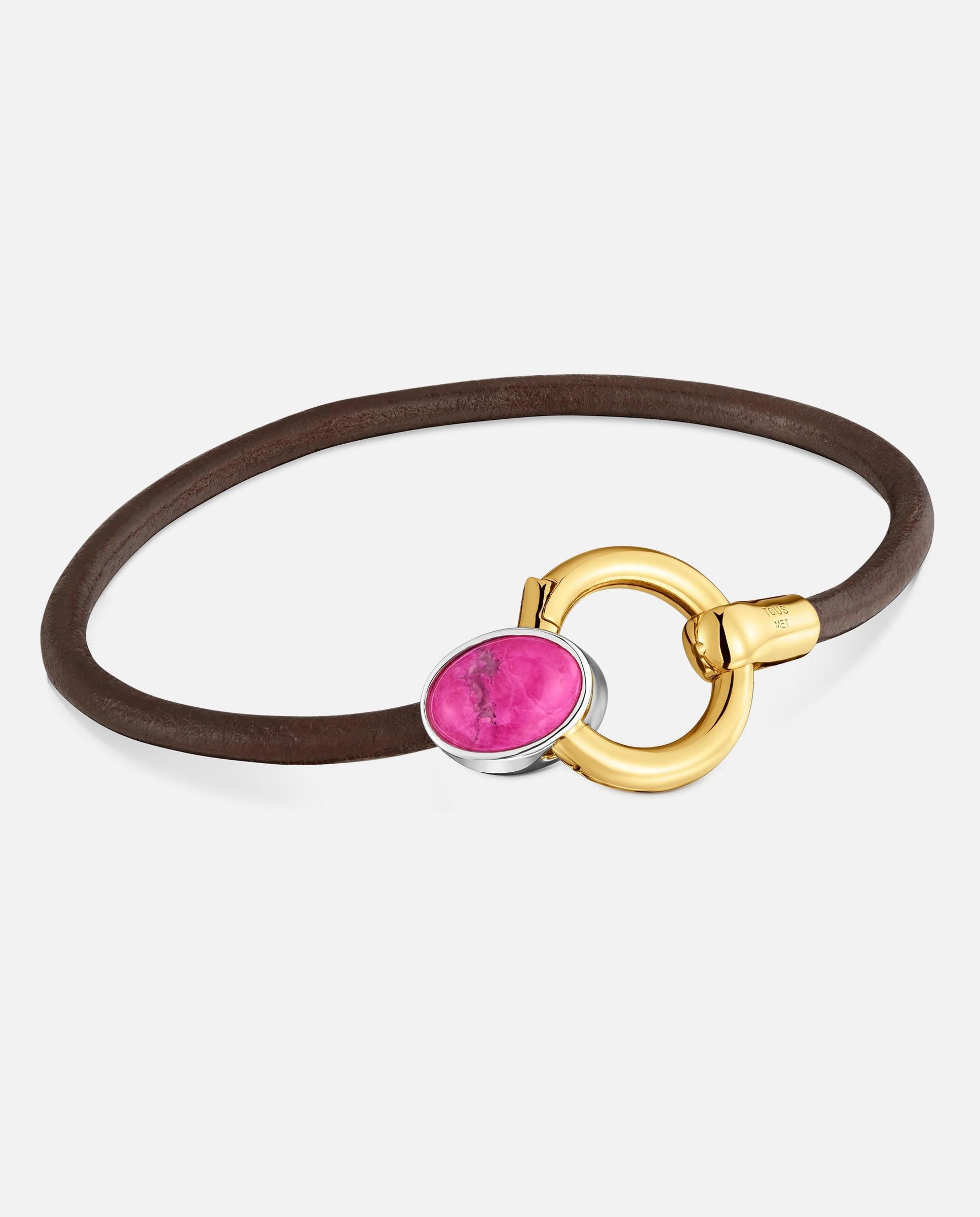 Pulsera bicolor con aventurina y cordón de piel tous gem power - Rosa Rosa-1