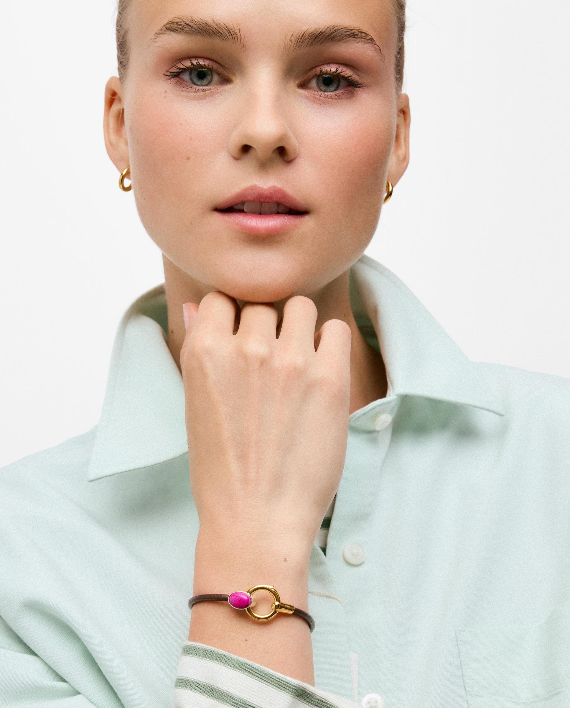 Pulsera bicolor con aventurina y cordón de piel tous gem power - Rosa Rosa-6
