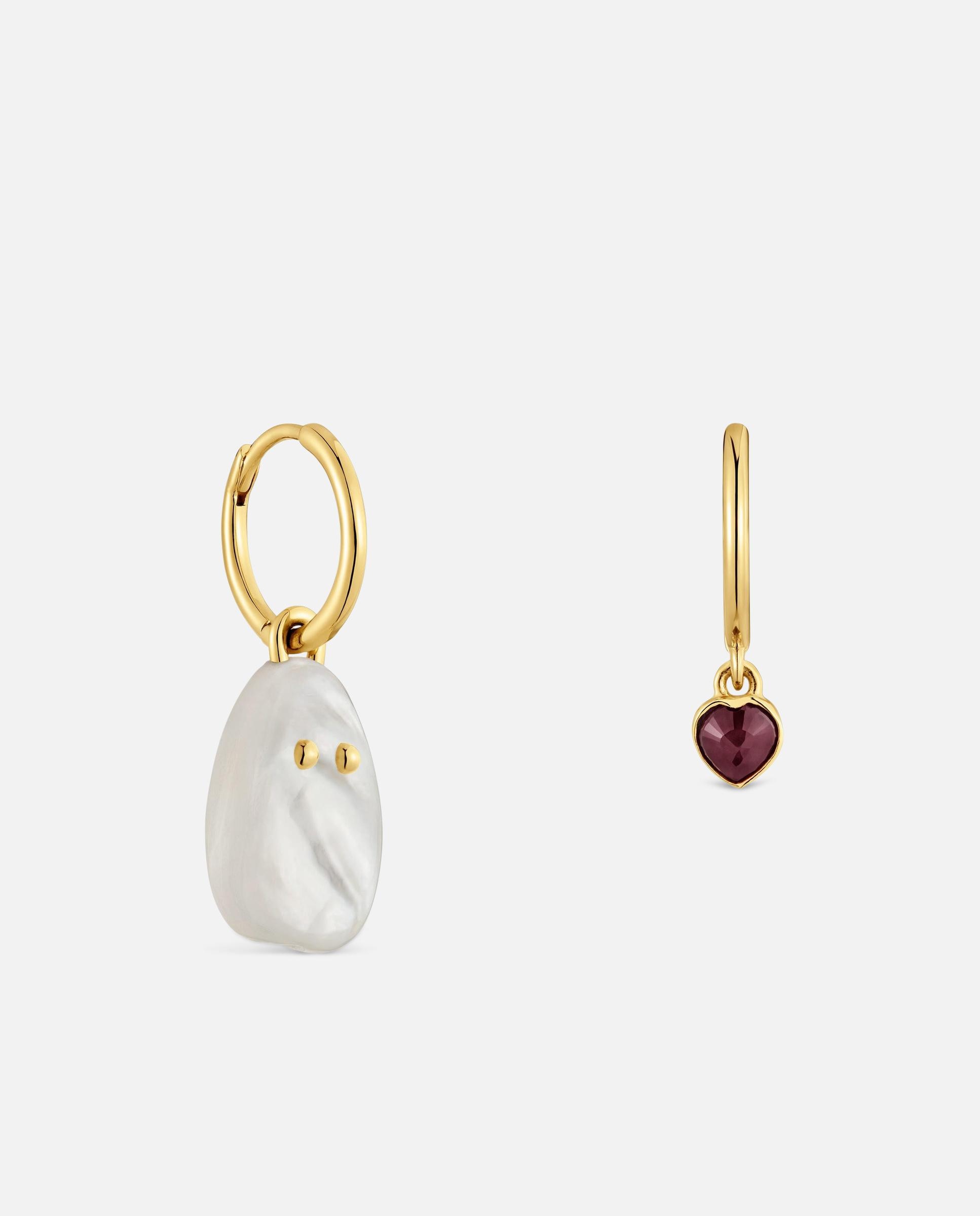 Imagen 1 de Pendientes aro con baño de oro 18 kt sobre plata, nácar y rubí tous boo - Multicolor Multicolor