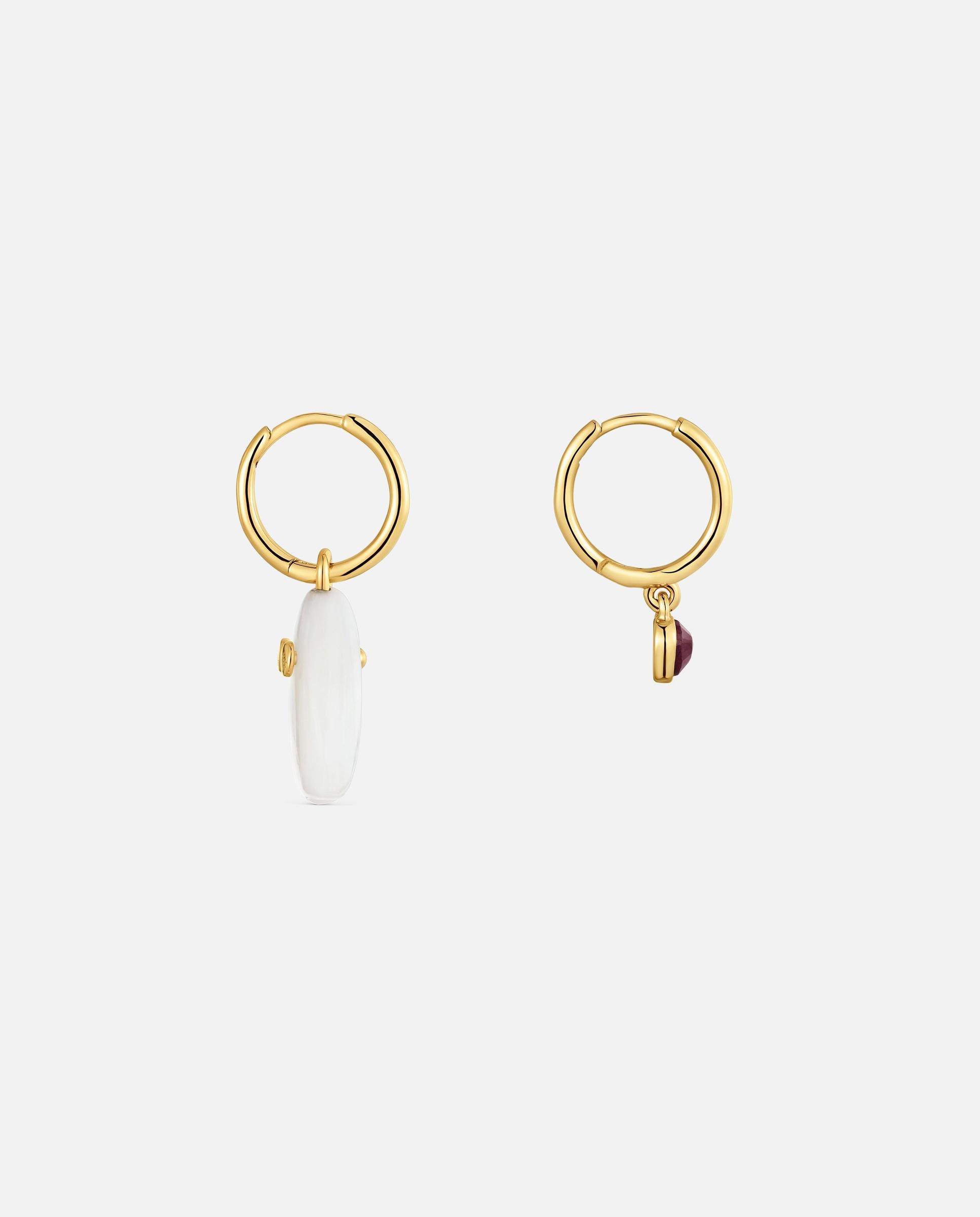 Imagen 2 de Pendientes aro con baño de oro 18 kt sobre plata, nácar y rubí tous boo - Multicolor Multicolor