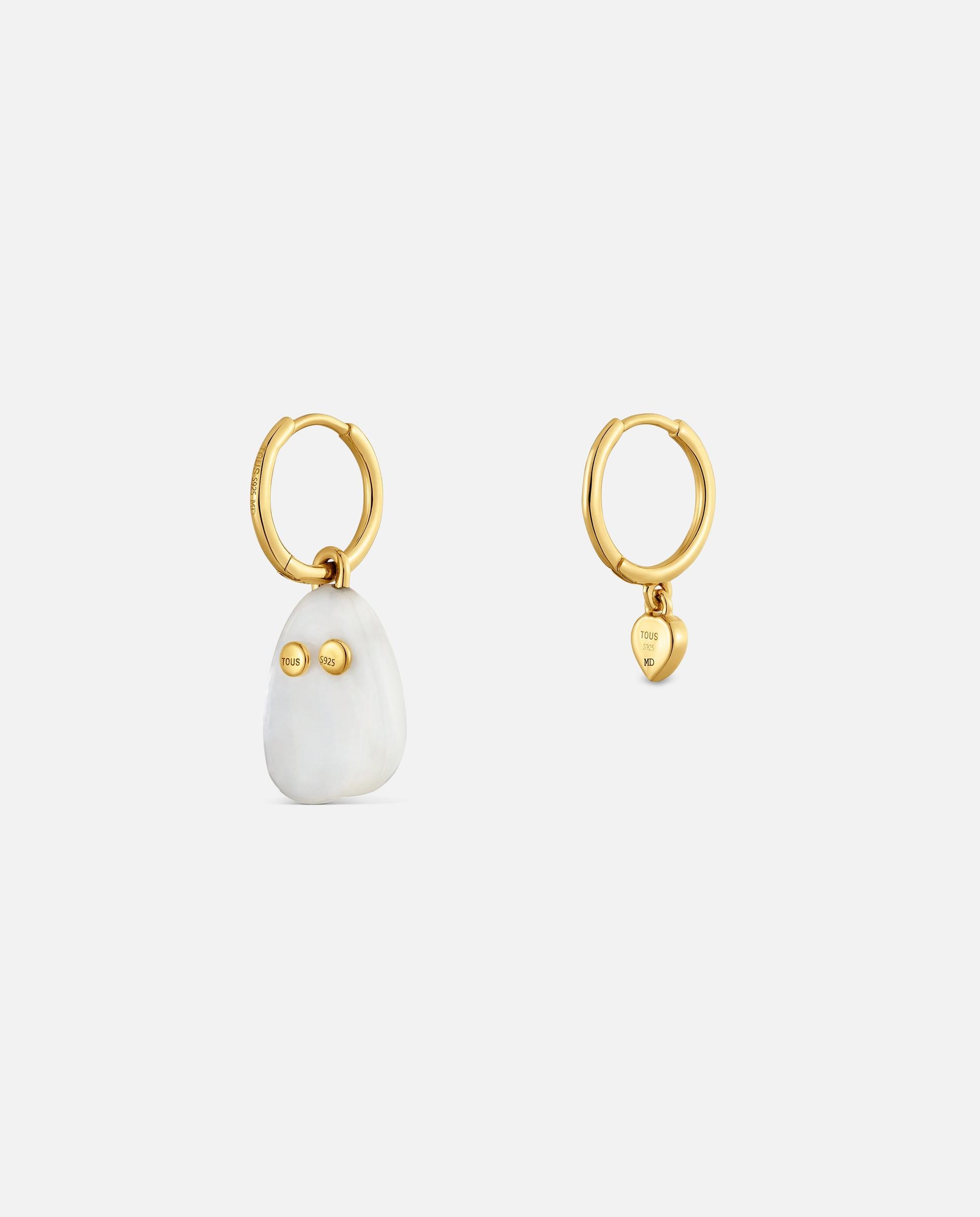 Imagen 3 de Pendientes aro con baño de oro 18 kt sobre plata, nácar y rubí tous boo - Multicolor Multicolor