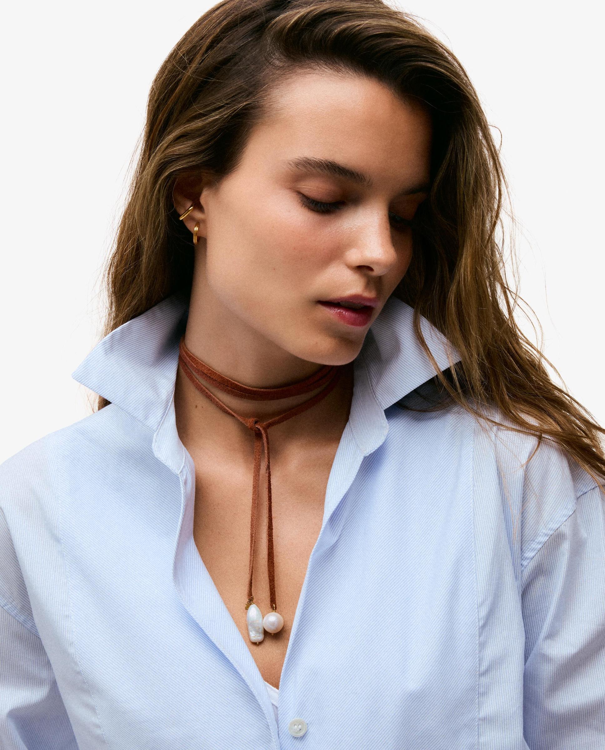 Collar de cordón y perla cultivada tous basics - Blanco Blanco-5