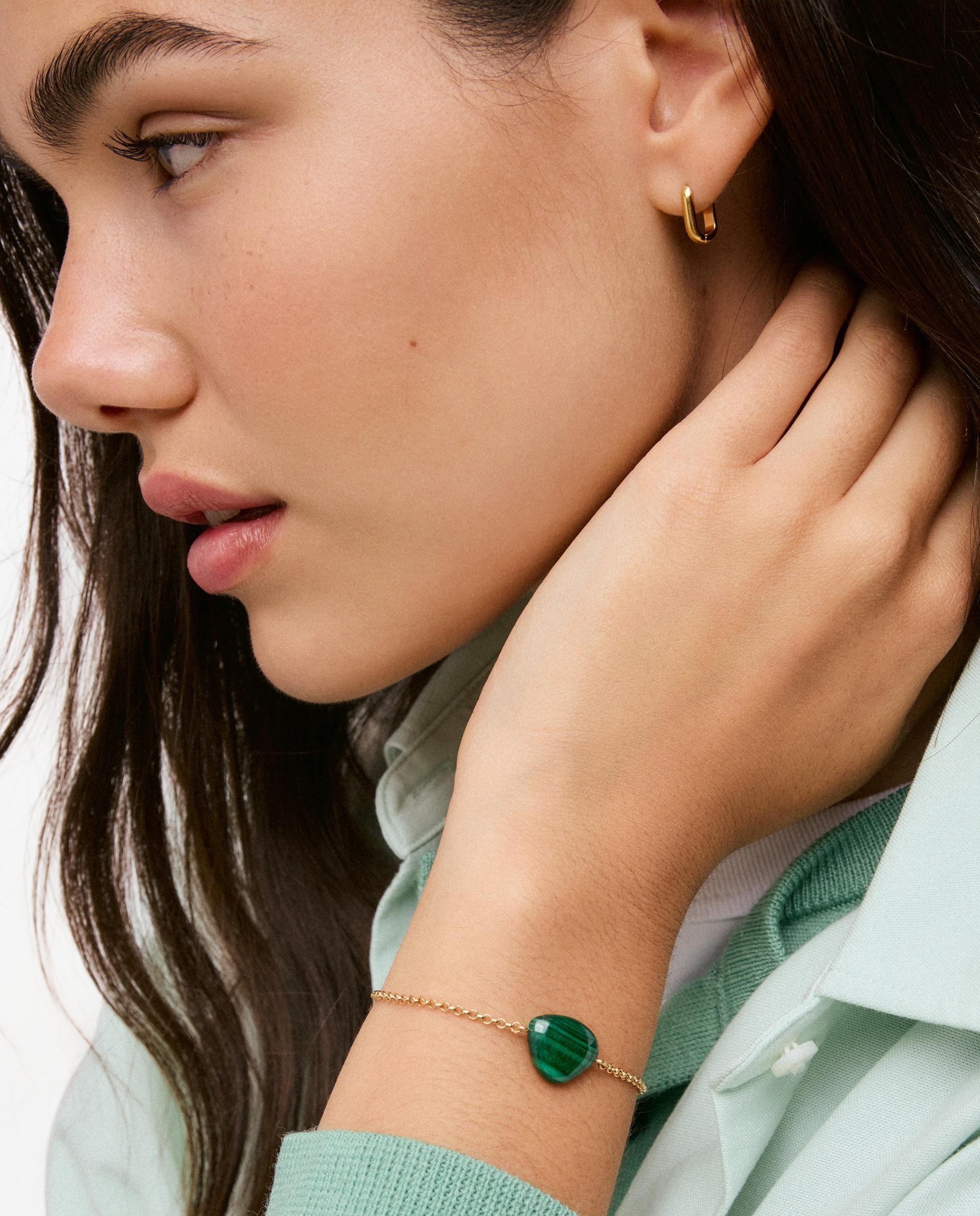 Pulsera con baño de oro 18 kt sobre plata y malaquita tous color dots - Verde oscuro Verde oscuro-4