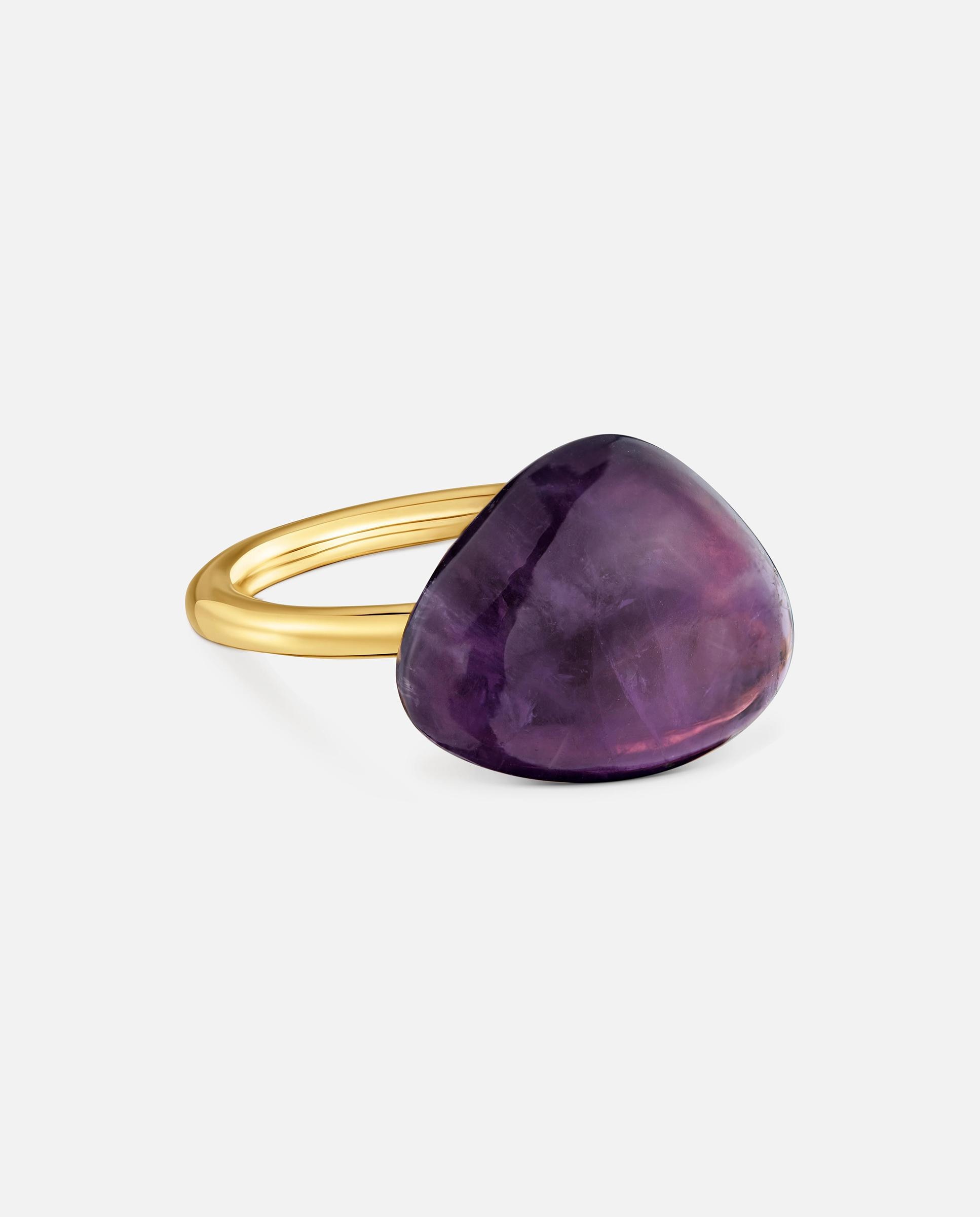 Anillo con baño de oro 18 kt sobre plata y amatista tous color dots - Morado Morado-2
