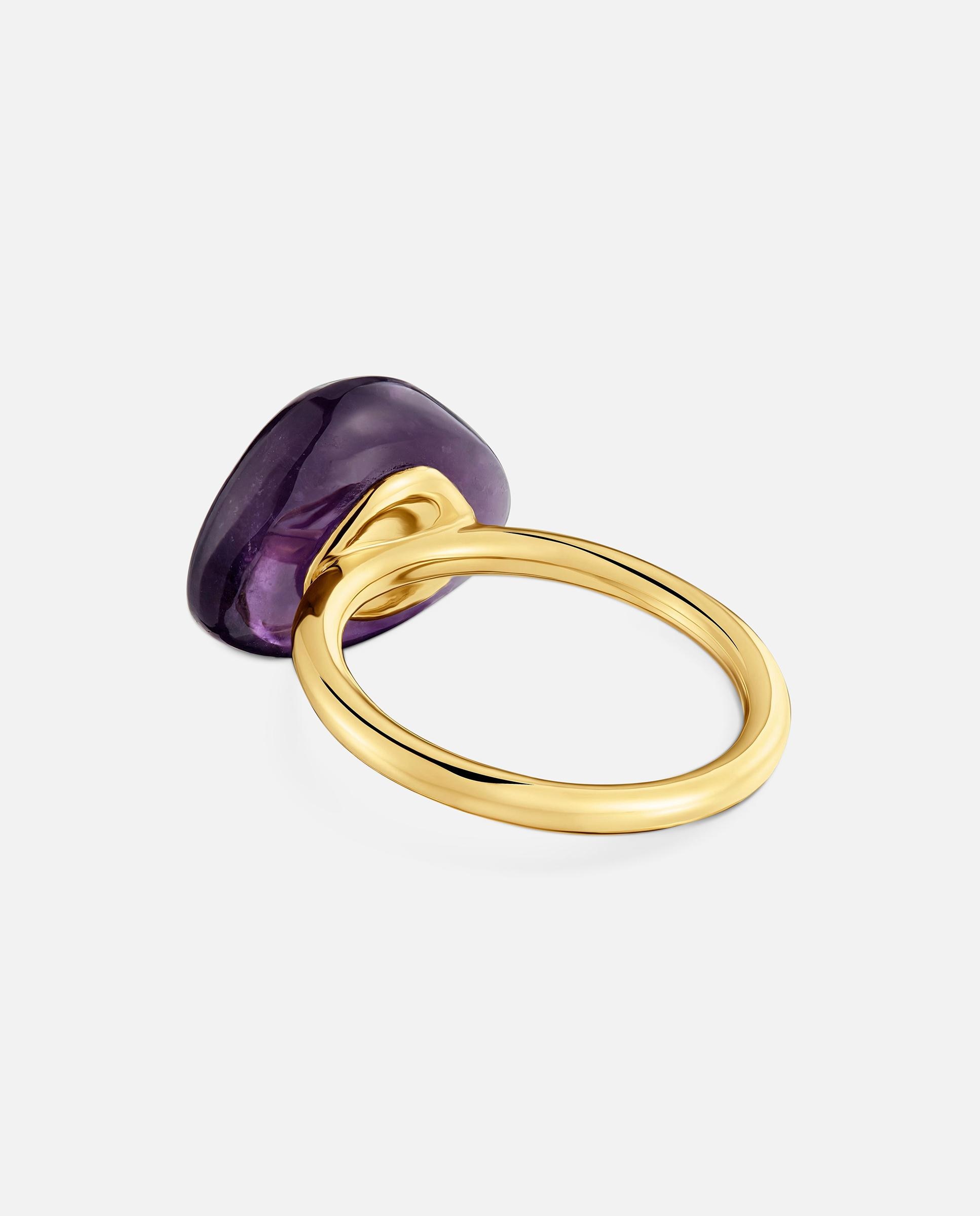 Anillo con baño de oro 18 kt sobre plata y amatista tous color dots - Morado Morado-3