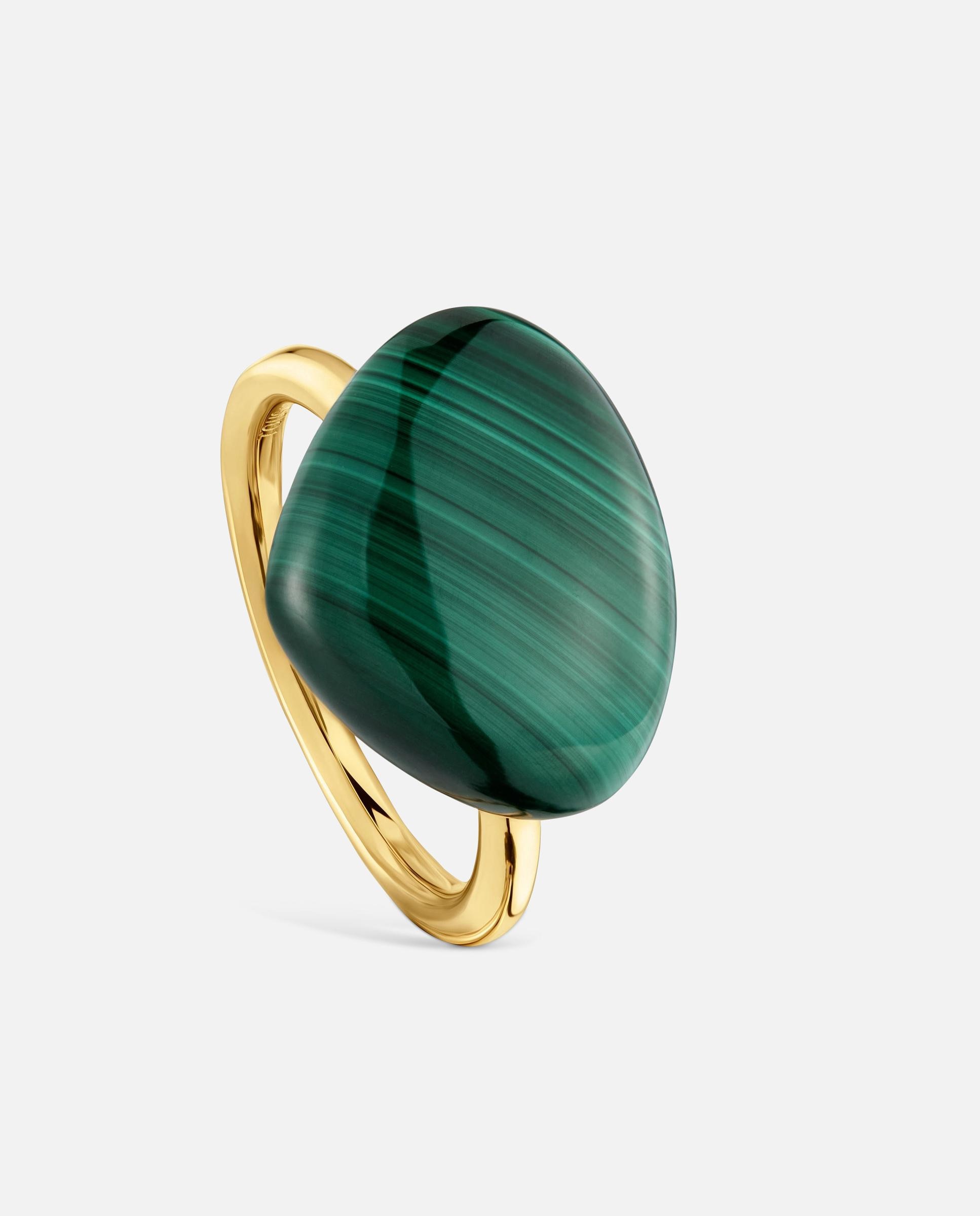 Imagen 0 de Anillo con baño de oro 18 kt sobre plata y malaquita tous color dots Verde