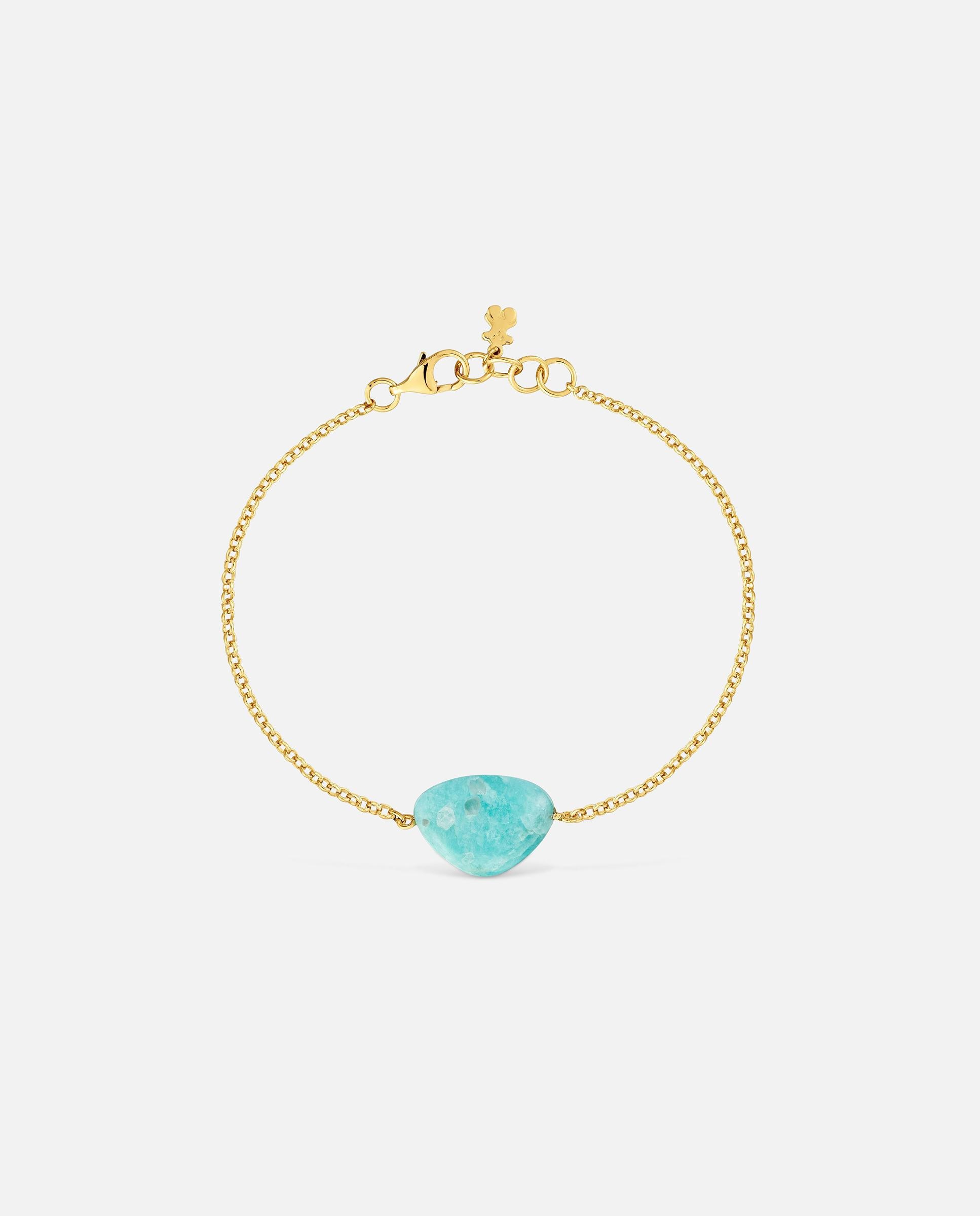 Pulsera con baño de oro 18 kt sobre plata y amazonita tous color dots - Azul celeste Azul celeste-2