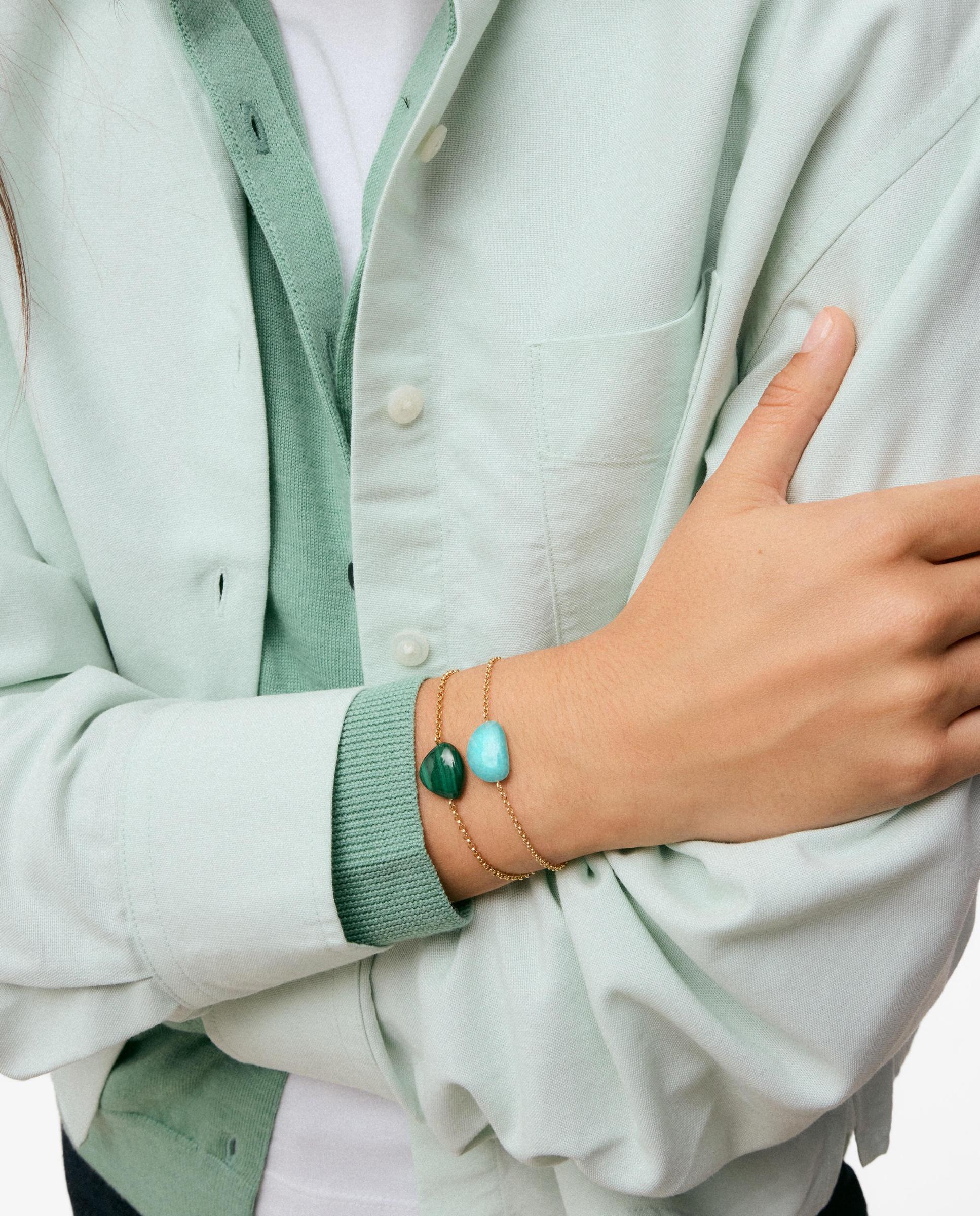 Pulsera con baño de oro 18 kt sobre plata y amazonita tous color dots - Azul celeste Azul celeste-5