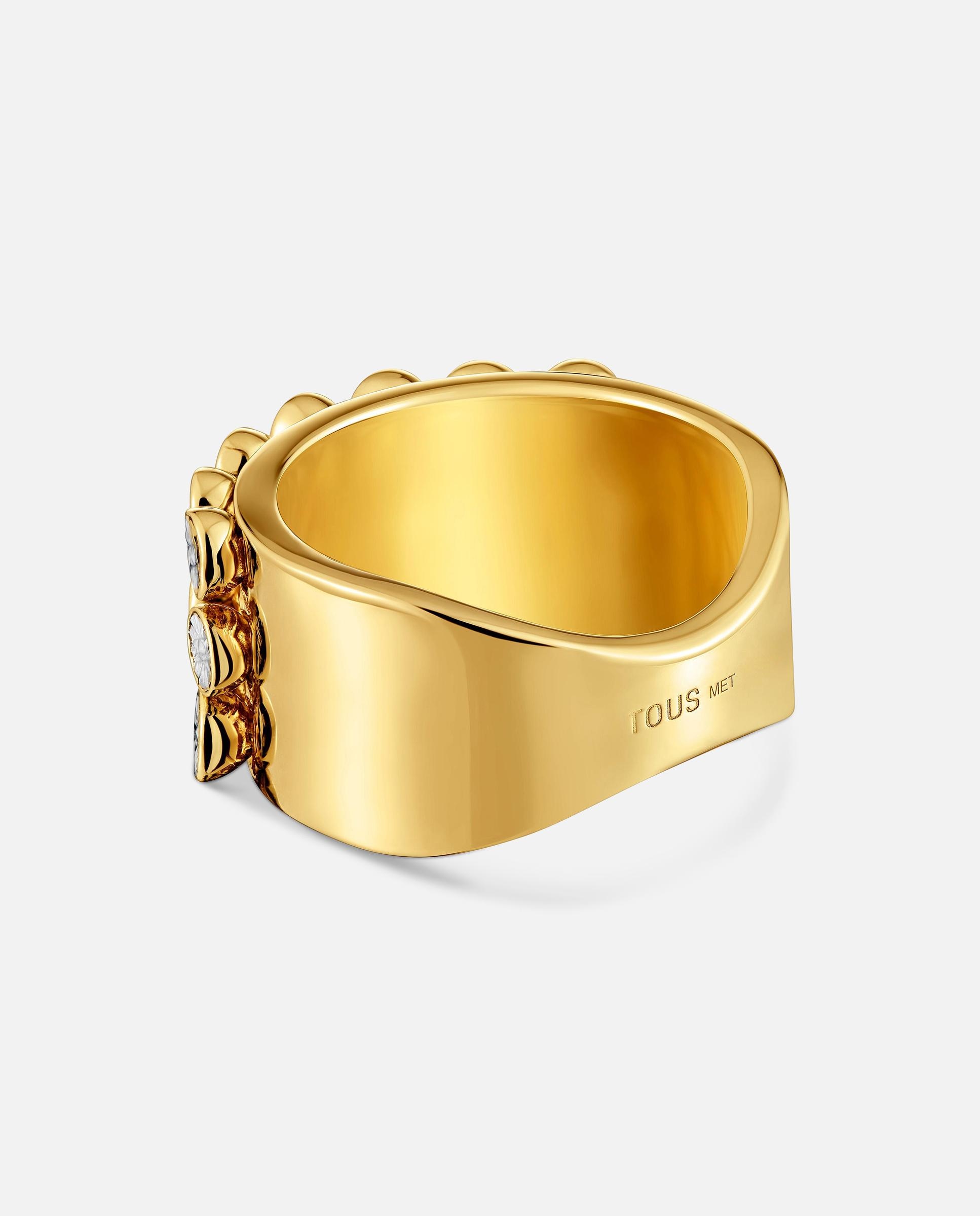 Imagen 3 de Anillo ancho con baño de oro 18 kt tous maggie disco - Bicolor Bicolor
