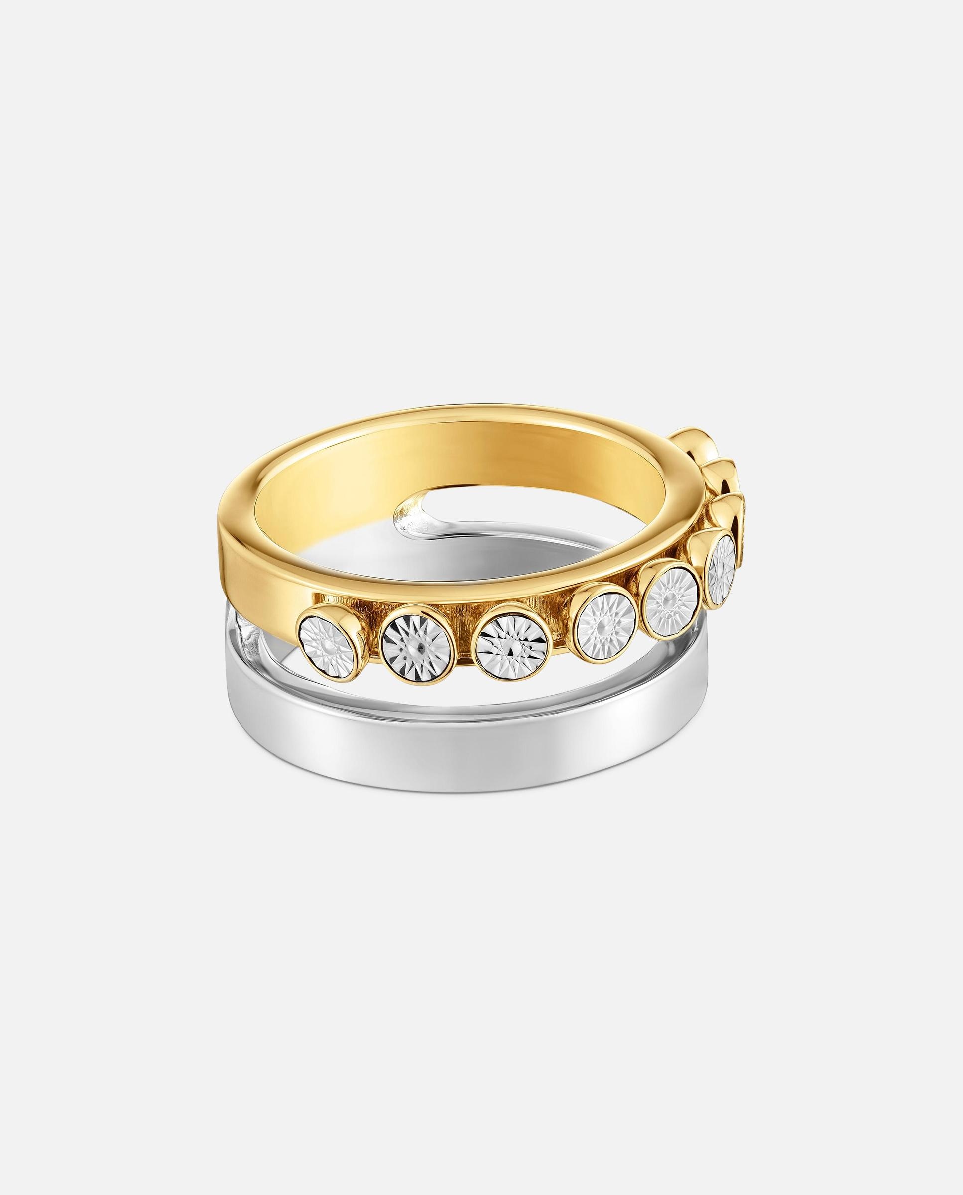 Imagen 2 de Anillo doble con baño de oro 18 kt tous maggie disco - Bicolor Bicolor