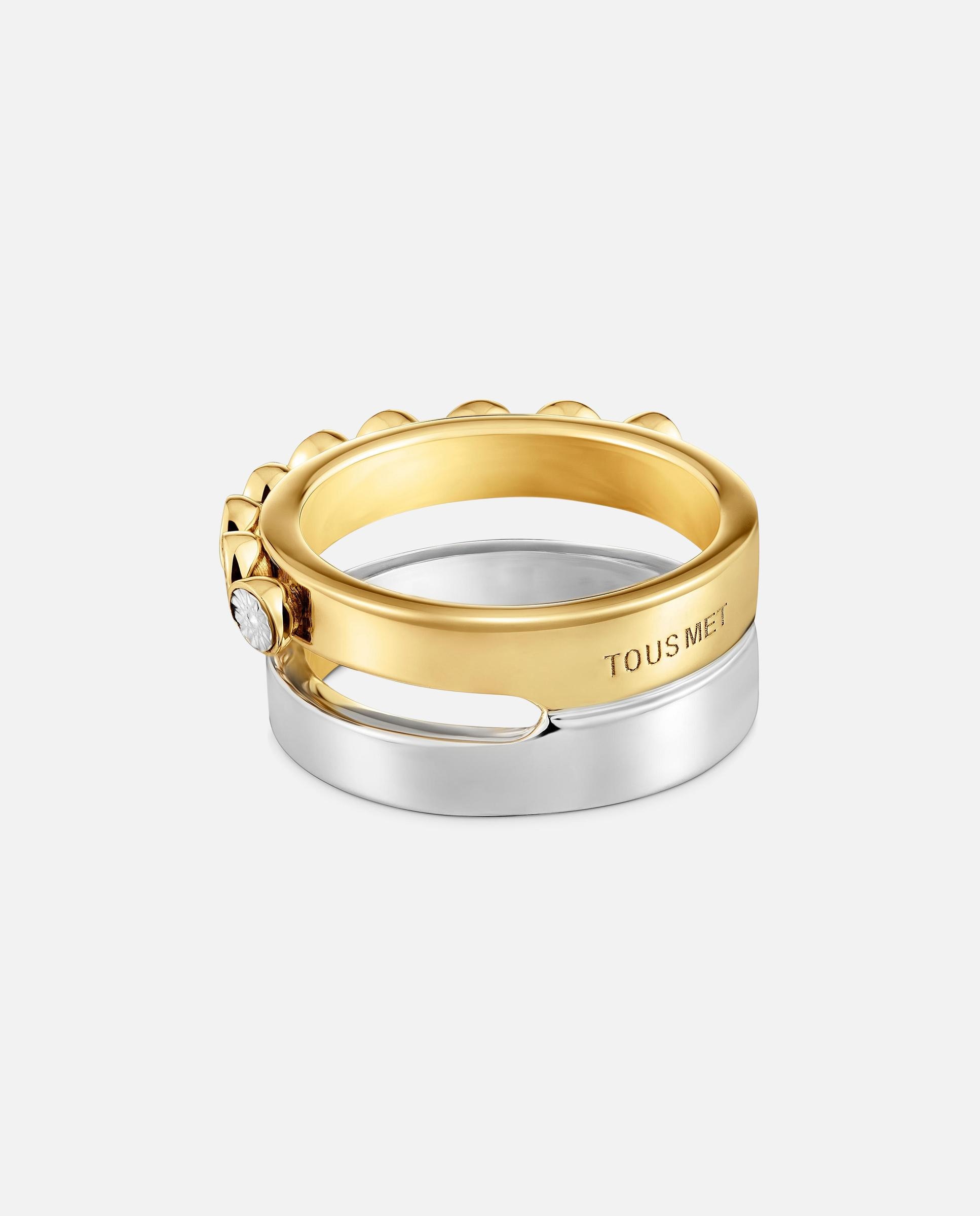 Imagen 3 de Anillo doble con baño de oro 18 kt tous maggie disco - Bicolor Bicolor