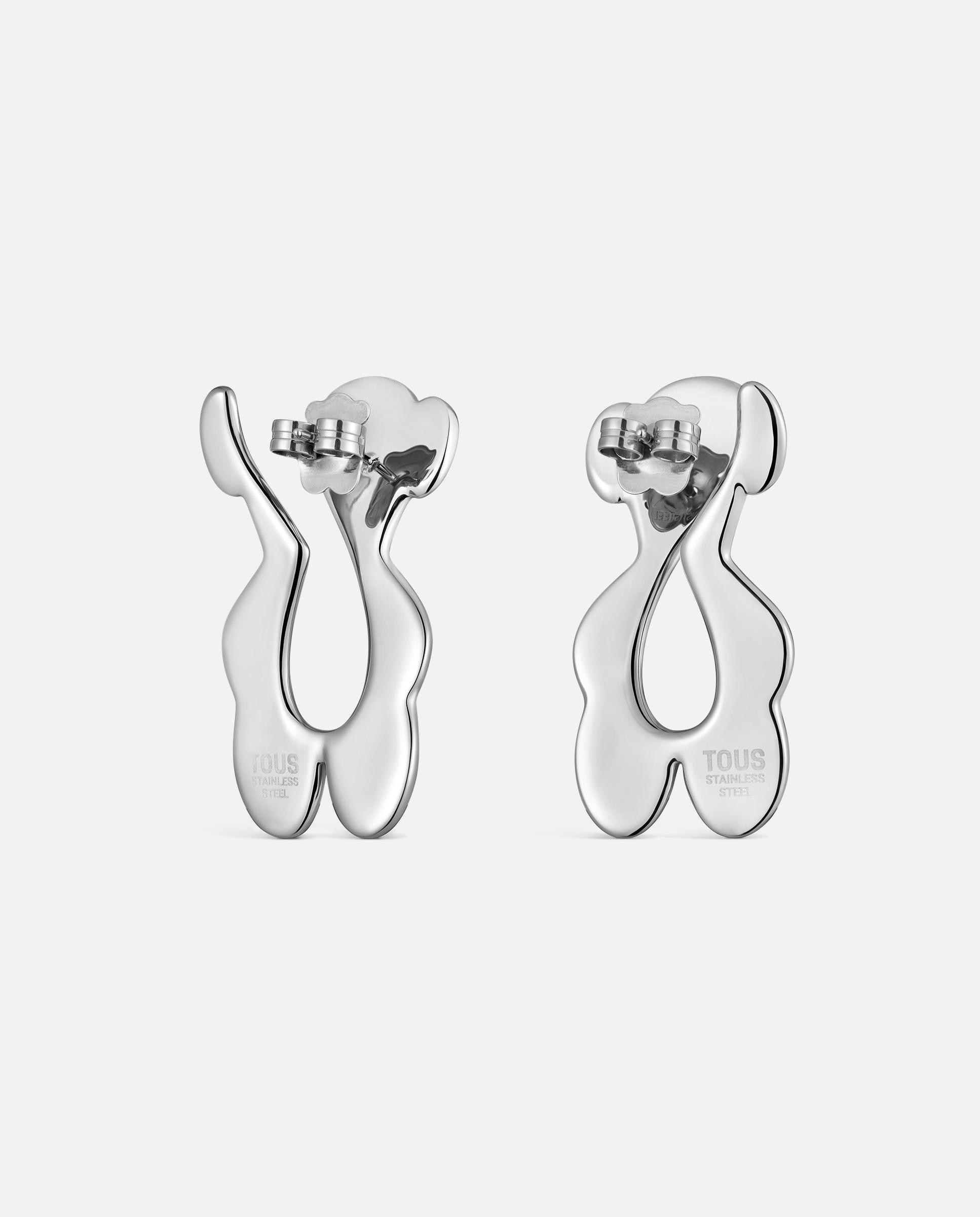 Pendientes largos oso de acero tous strain - Plateado Plateado-3