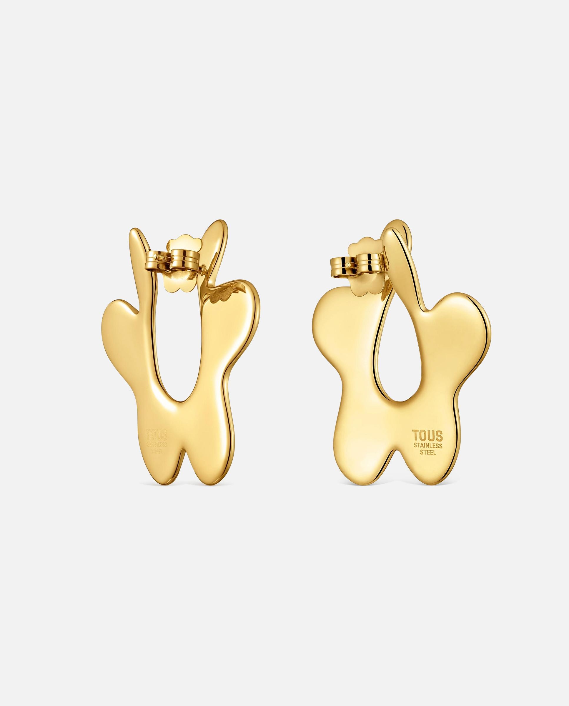 Pendientes largos flor de acero tous strain - Dorado Dorado-3