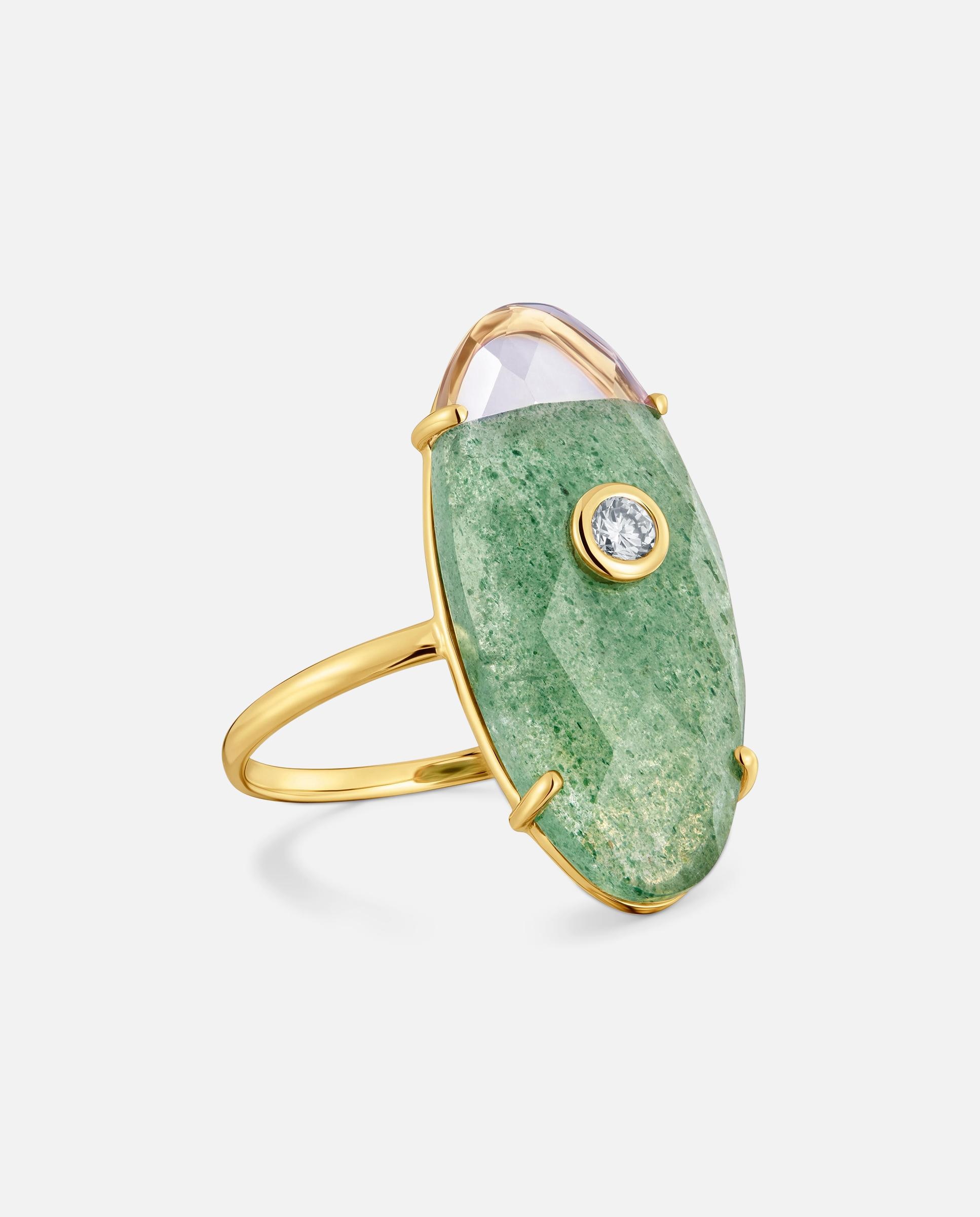 Imagen 2 de Anillo de oro amarillo 9 kt con diamantes creados en laboratorio y aventurina tous beetle lgd - Multicolor Multicolor