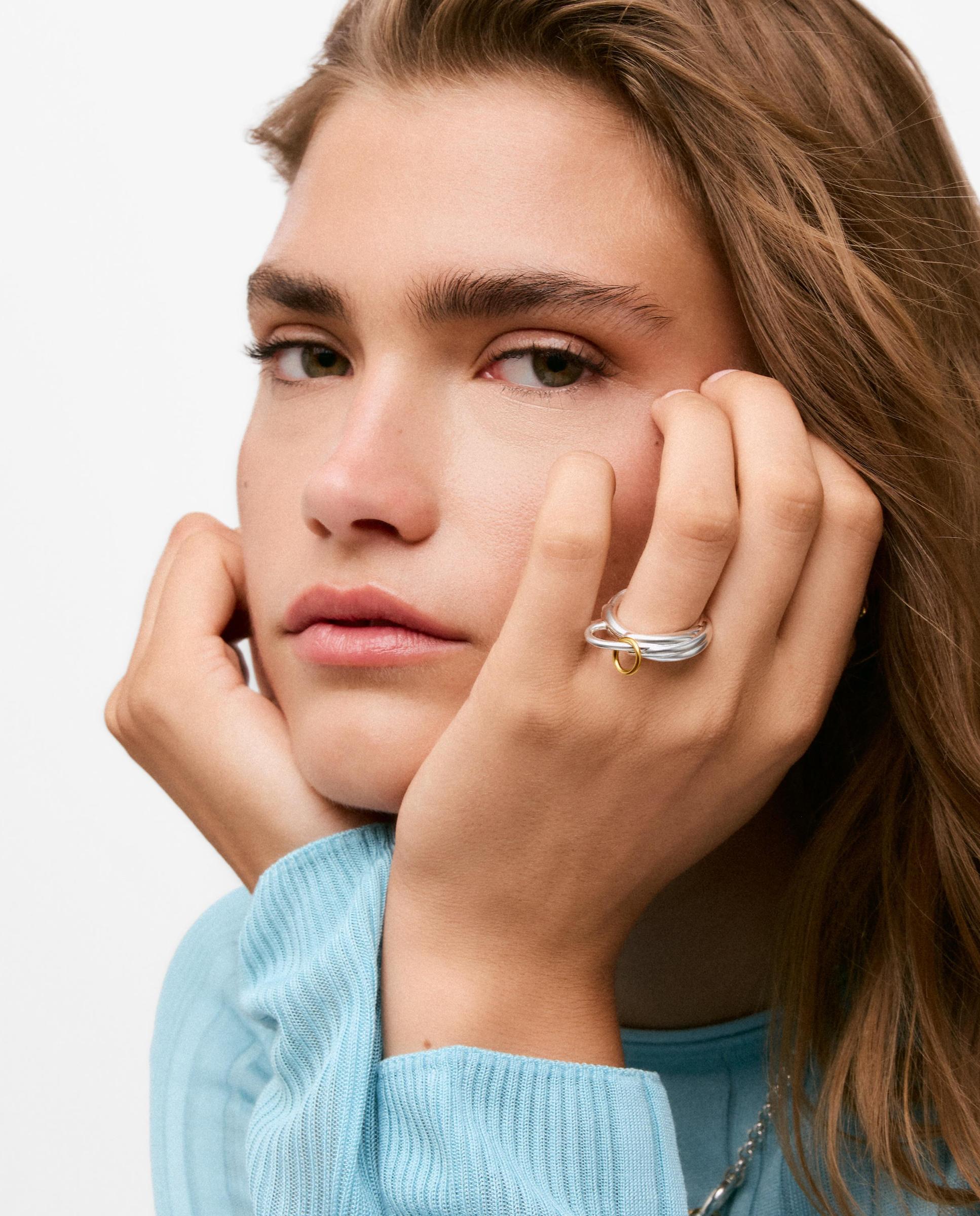 Anillo abierto con baño de oro 18 kt tous lia - Bicolor Bicolor-4