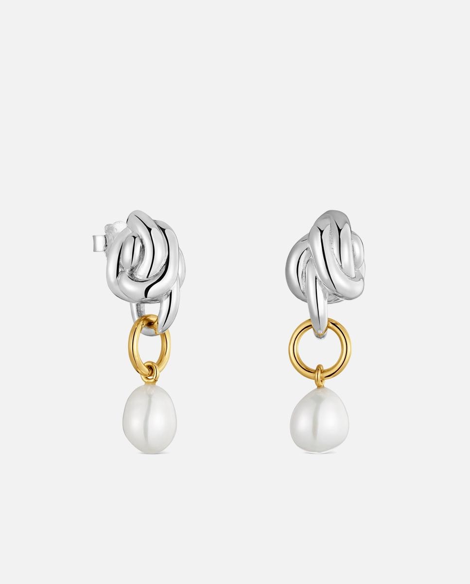 Imagen 0 de Pendientes con baño de oro 18 kt y perlas cultivadas tous lia Bicolor