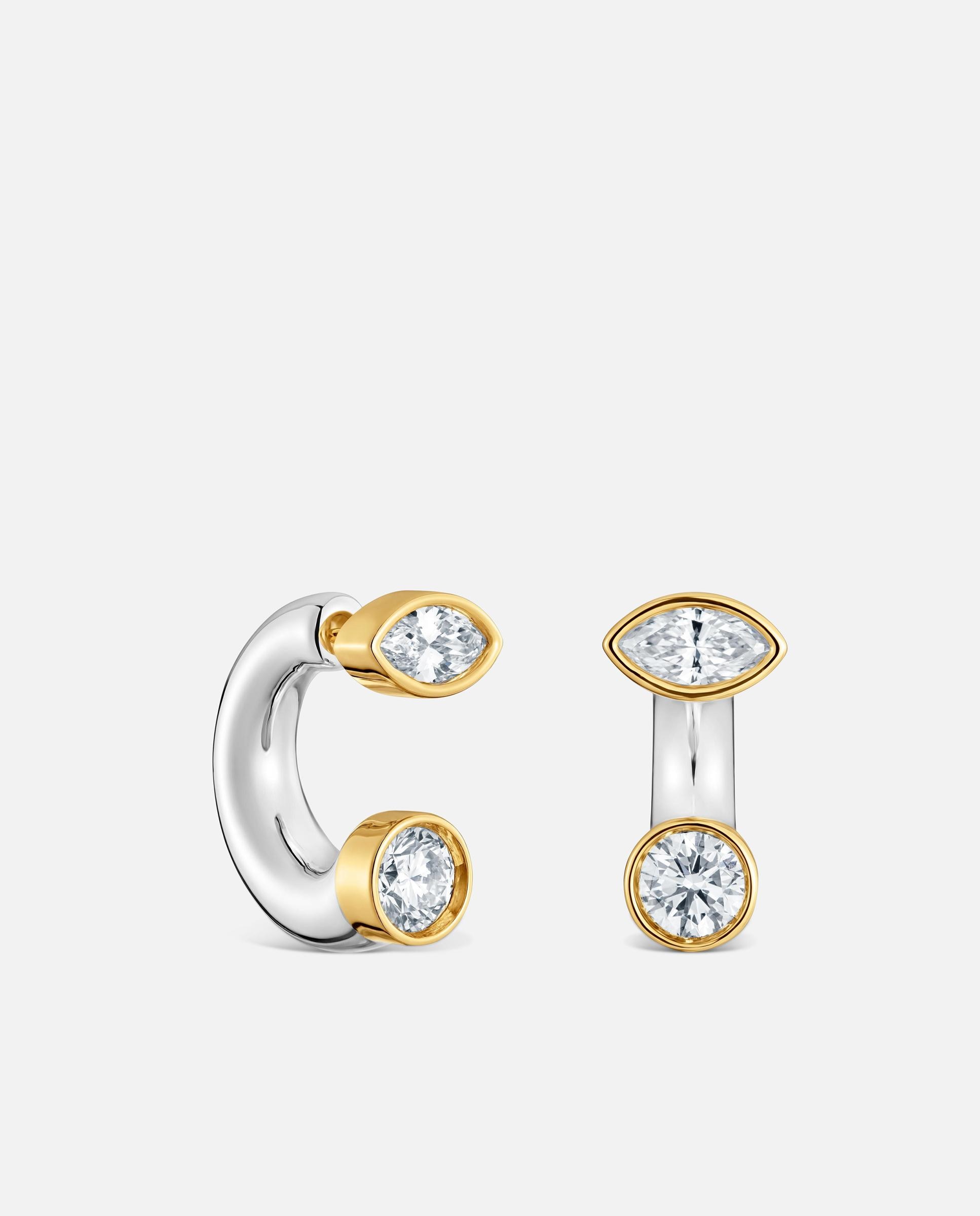 Imagen 0 de Pendientes de aro de plata con diamantes creados en laboratorio straight lgd Blanco