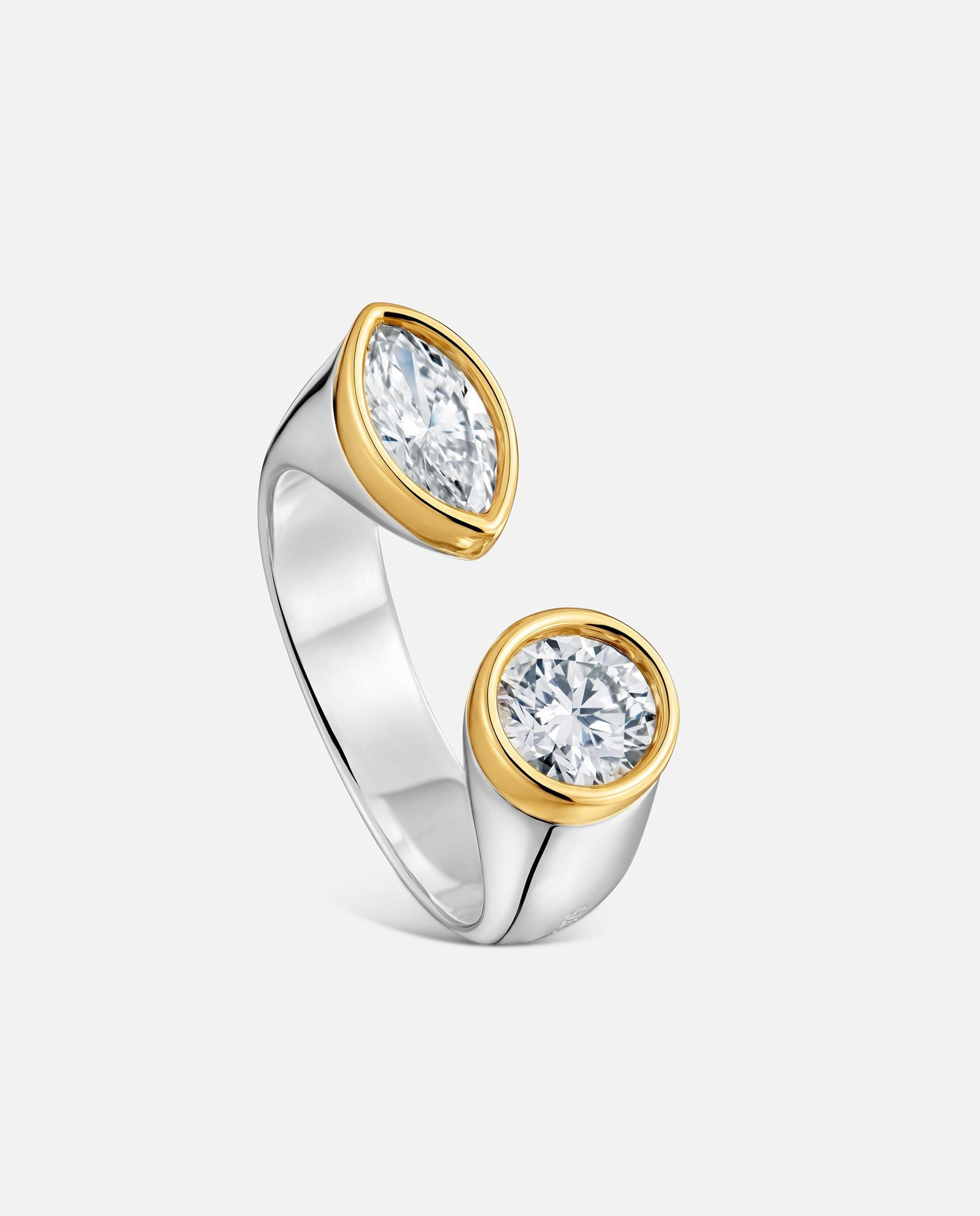 Imagen 0 de Anillo abierto de plata con diamantes creados en laboratorio straight lgd Blanco