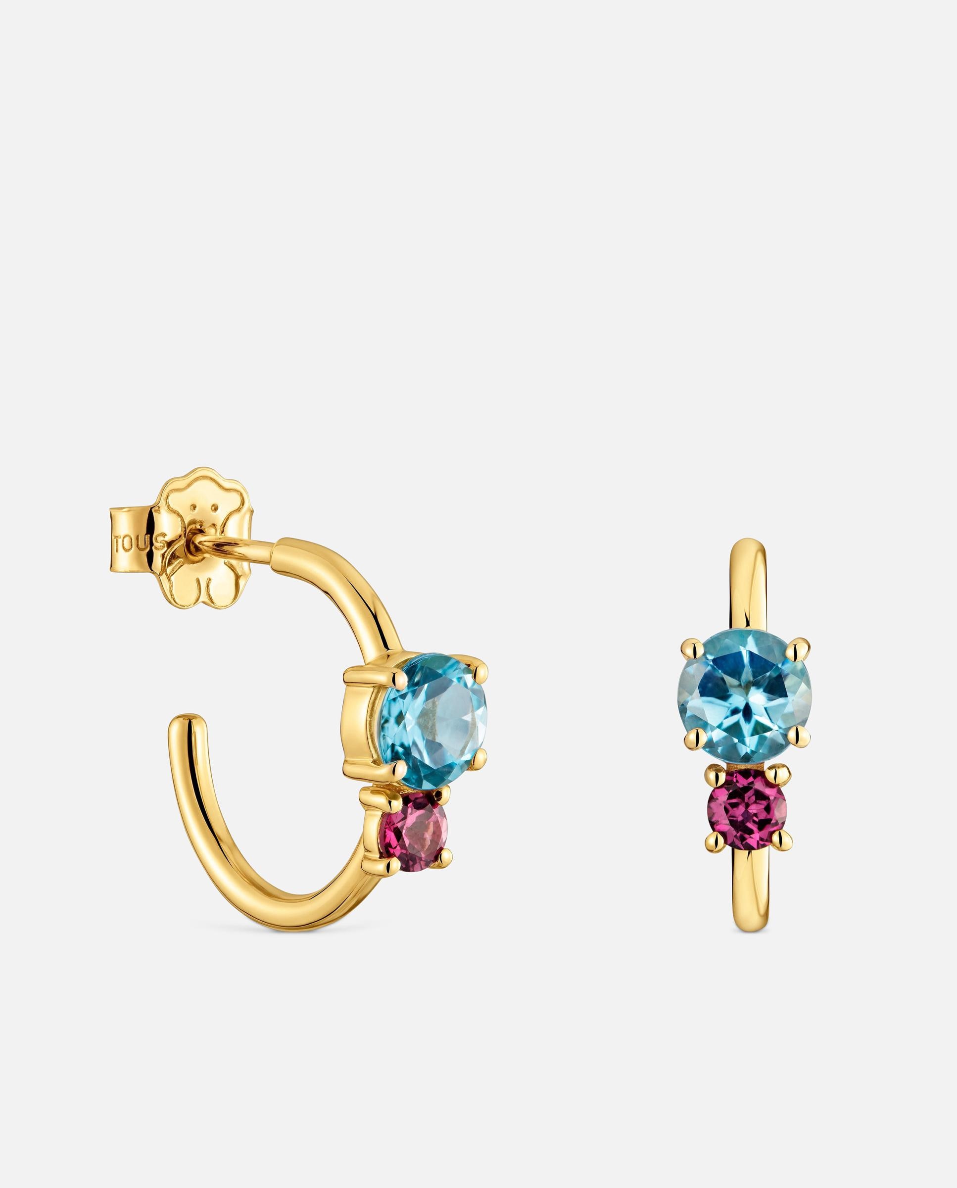 Pendientes de aro en oro 18 kt con rodolita y topacio ivette - Tous - Multicolor Multicolor-1