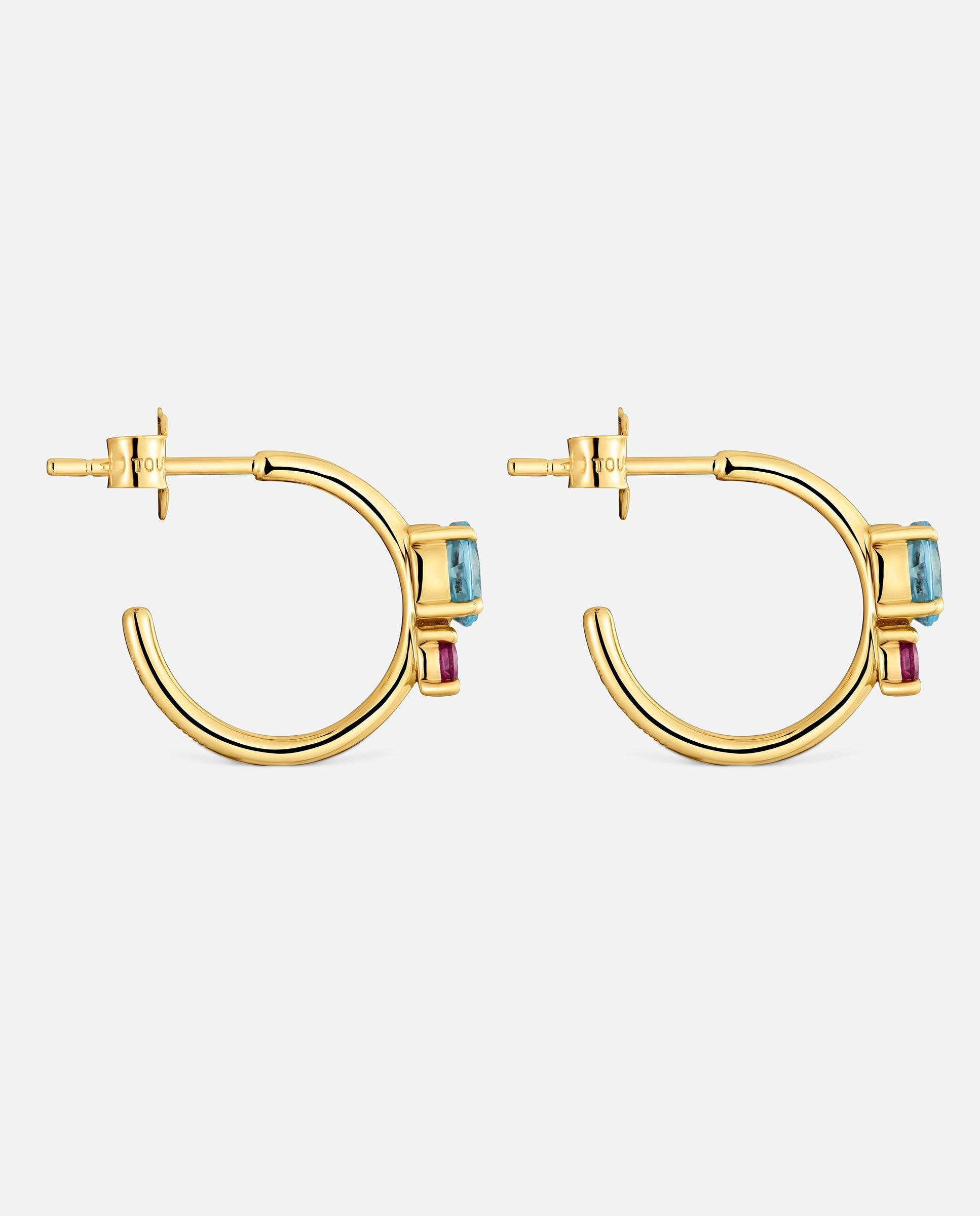 Pendientes de aro en oro 18 kt con rodolita y topacio ivette - Tous - Multicolor Multicolor-2