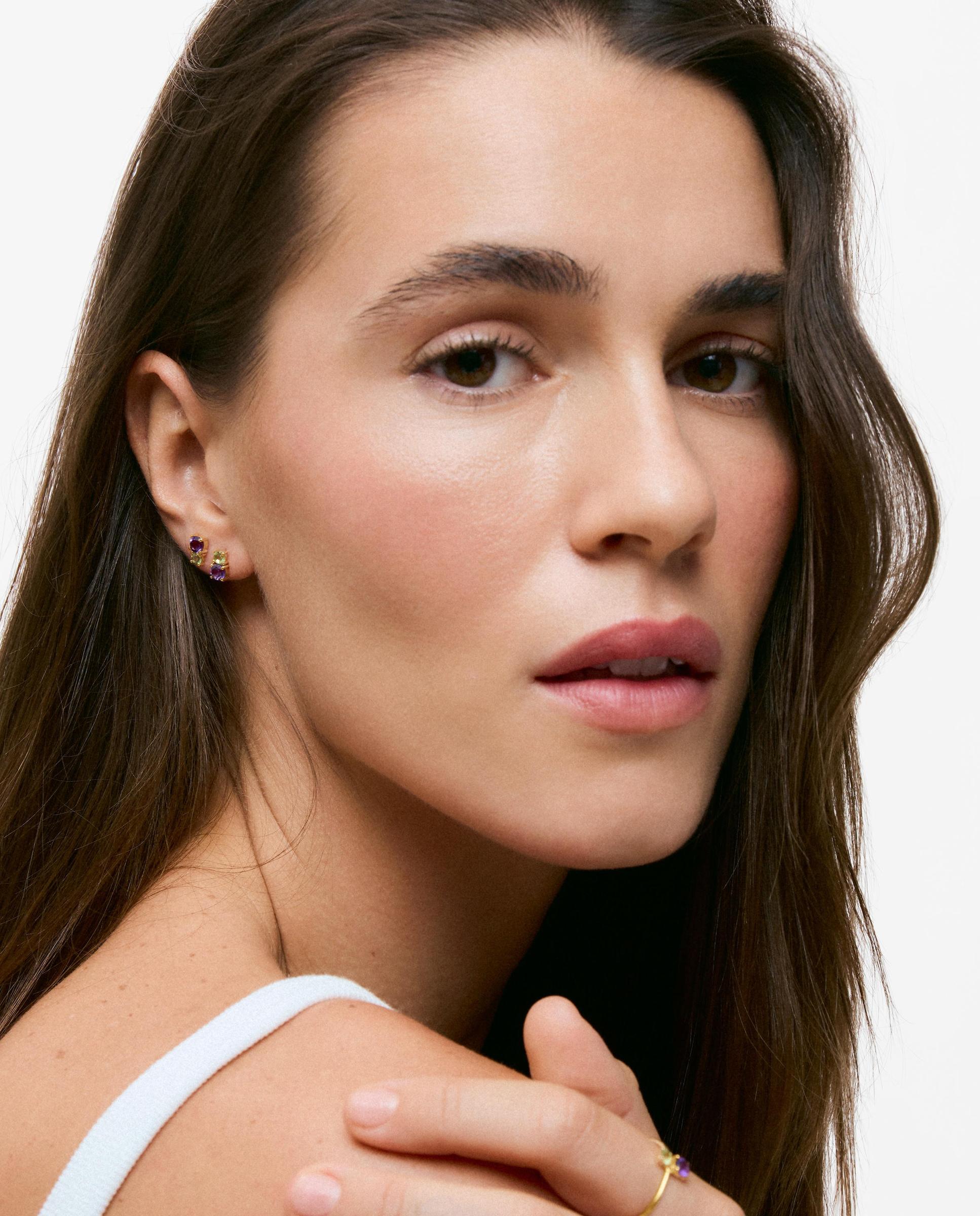 Pendientes de oro 18 kt con peridoto y amatista ivette - Tous - Multicolor Multicolor-4