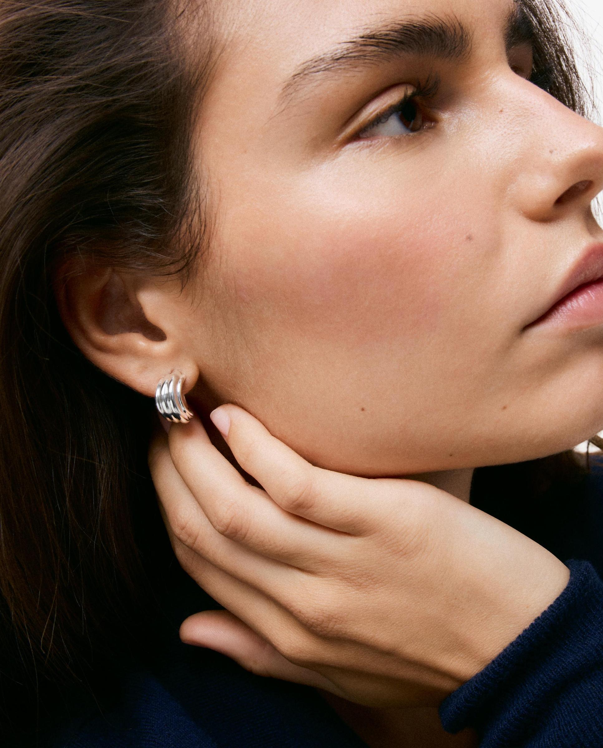Pendientes de aro en baño de plata tous lia - Plateado Plateado-5