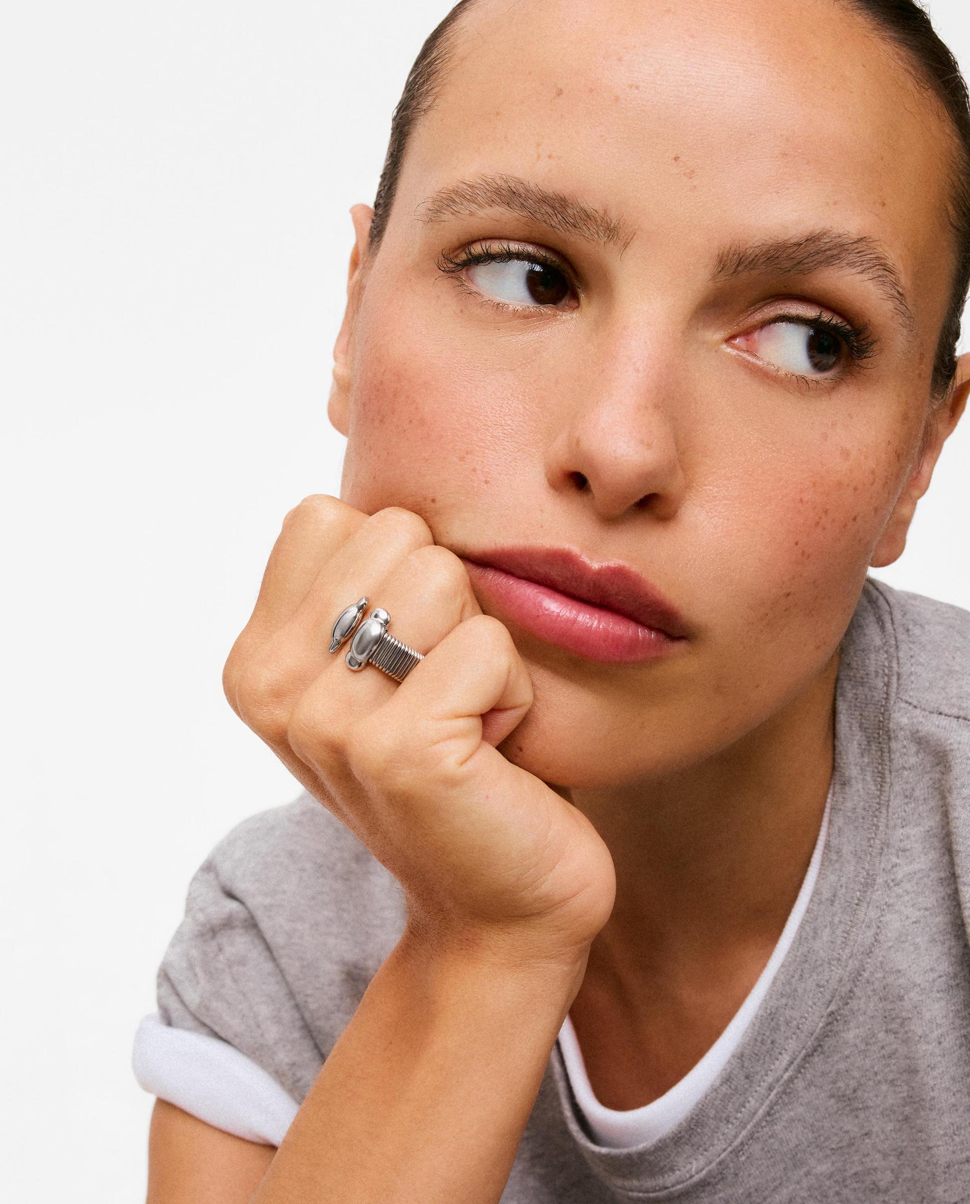 Anillo abierto de acero head to tous - Plateado Plateado-4
