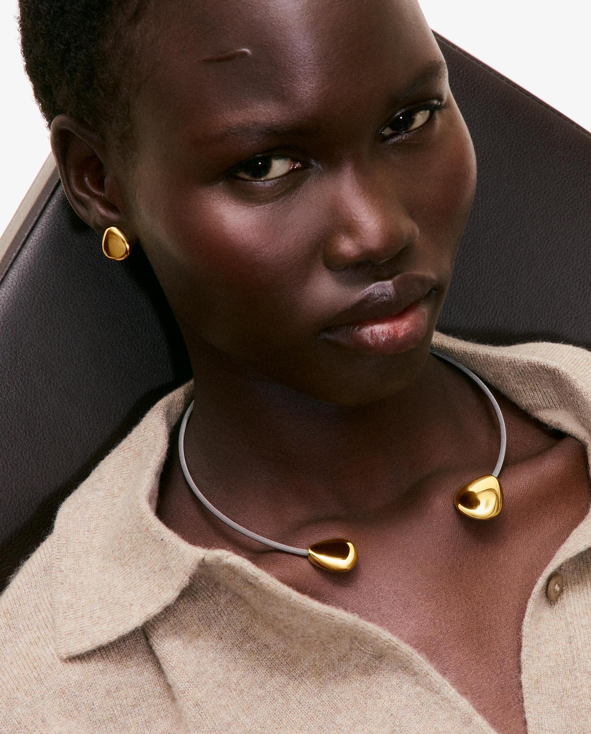 Collar abierto de acero y oro 9 kt tous cool stones - Bicolor Bicolor-5