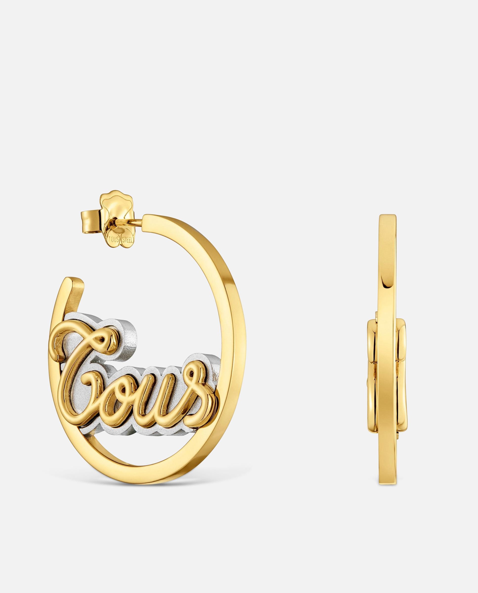 Imagen 1 de Pendientes de aro tous charming en acero inoxidable Bicolor