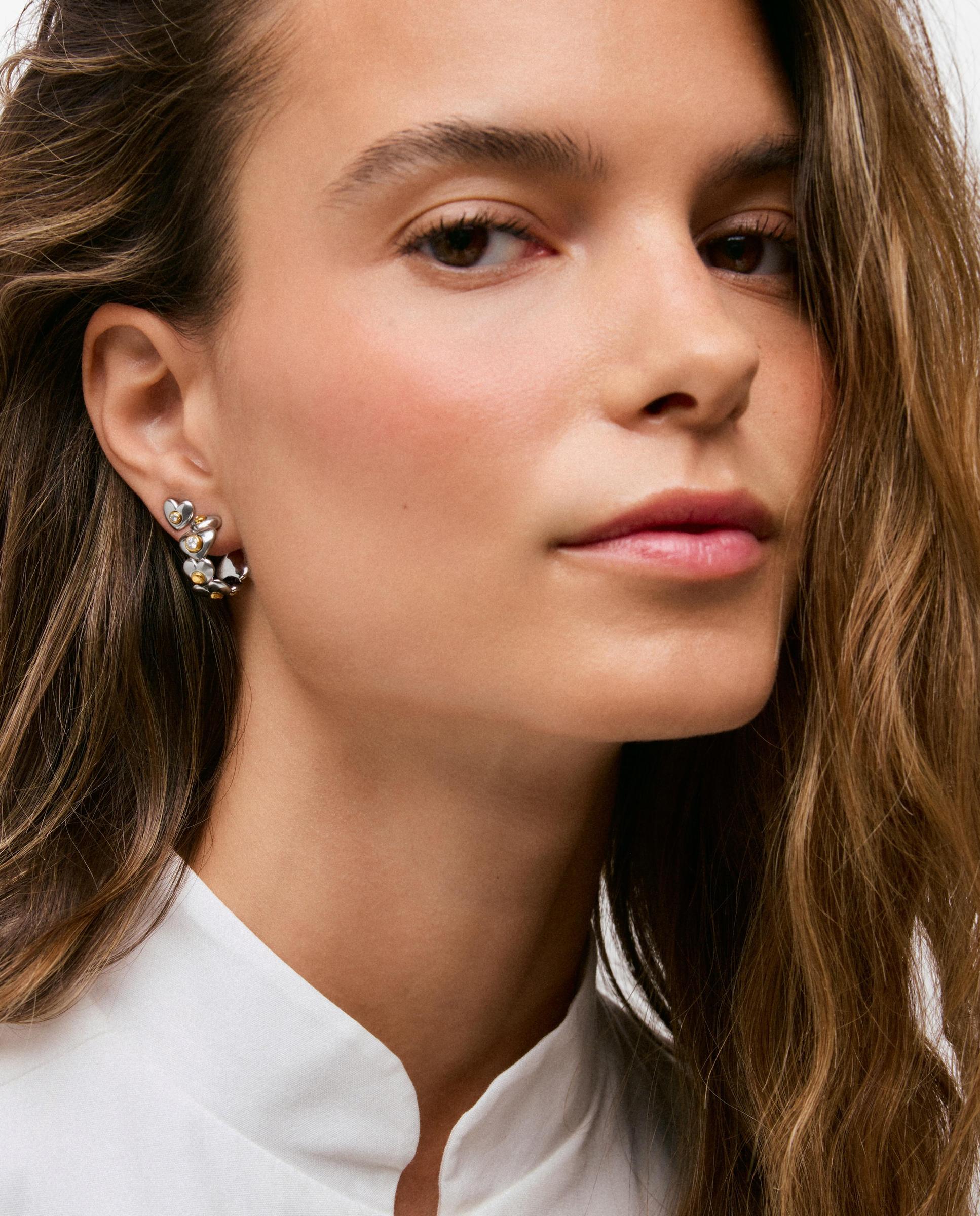 Pendientes con baño de oro 18 kt sobre plata y diamantes creados en laboratorio tous puffy lgd - Blanco Blanco-4