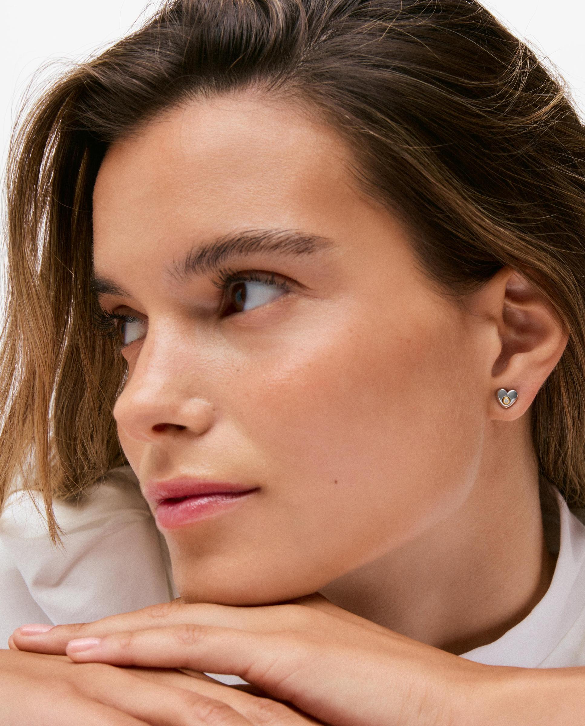 Pendientes con baño de oro 18 kt sobre plata y diamantes creados en laboratorio tous puffy lgd - Blanco Blanco-5