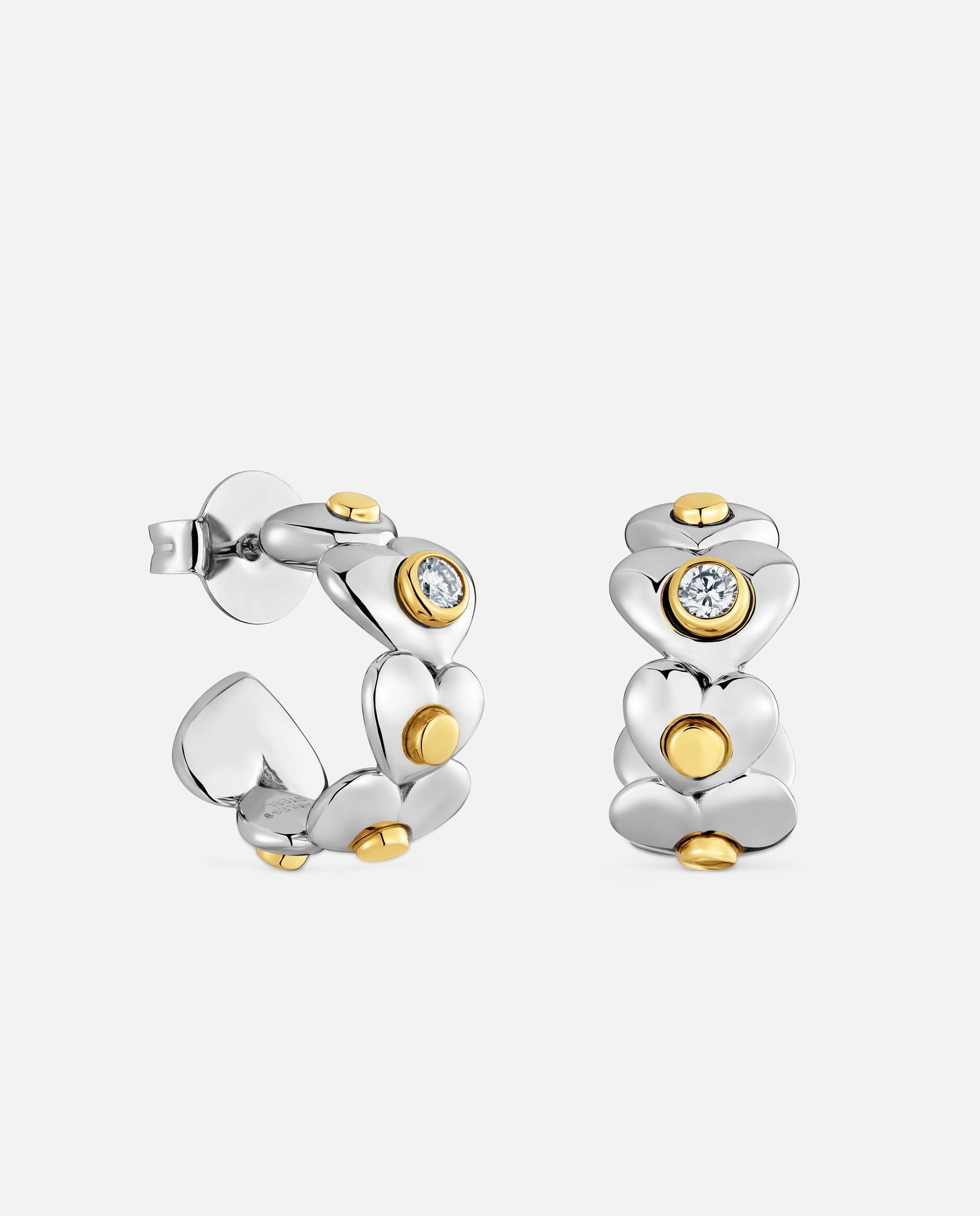 Pendientes de aro con baño de oro 18 kt sobre plata y diamantes creados en laboratorio tous puffy lgd - Blanco Blanco-1