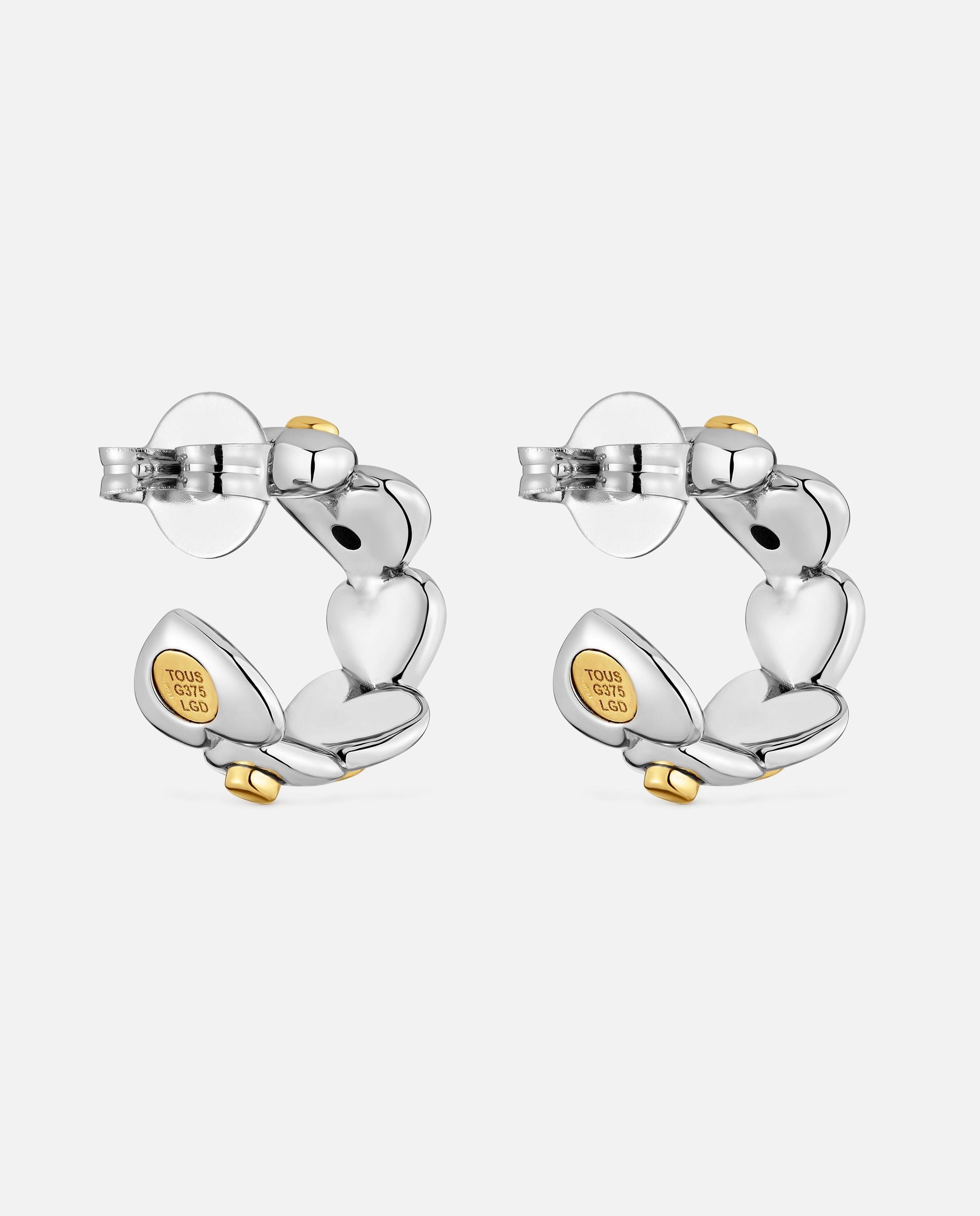 Pendientes de aro con baño de oro 18 kt sobre plata y diamantes creados en laboratorio tous puffy lgd - Blanco Blanco-3
