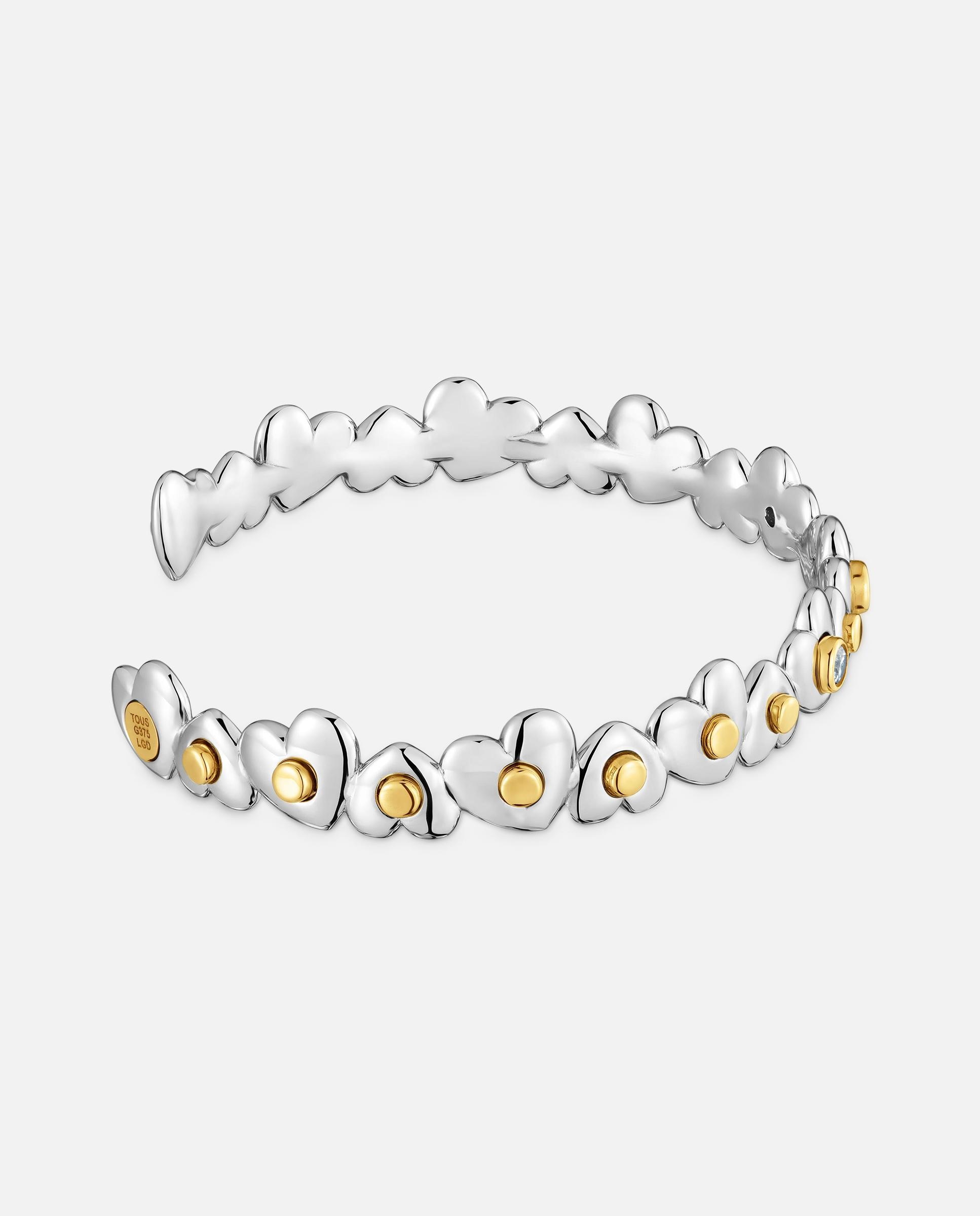 Pulsera esclava con baño de oro 18 kt sobre plata y diamantes creados en laboratorio tous puffy lgd - Blanco Blanco-2