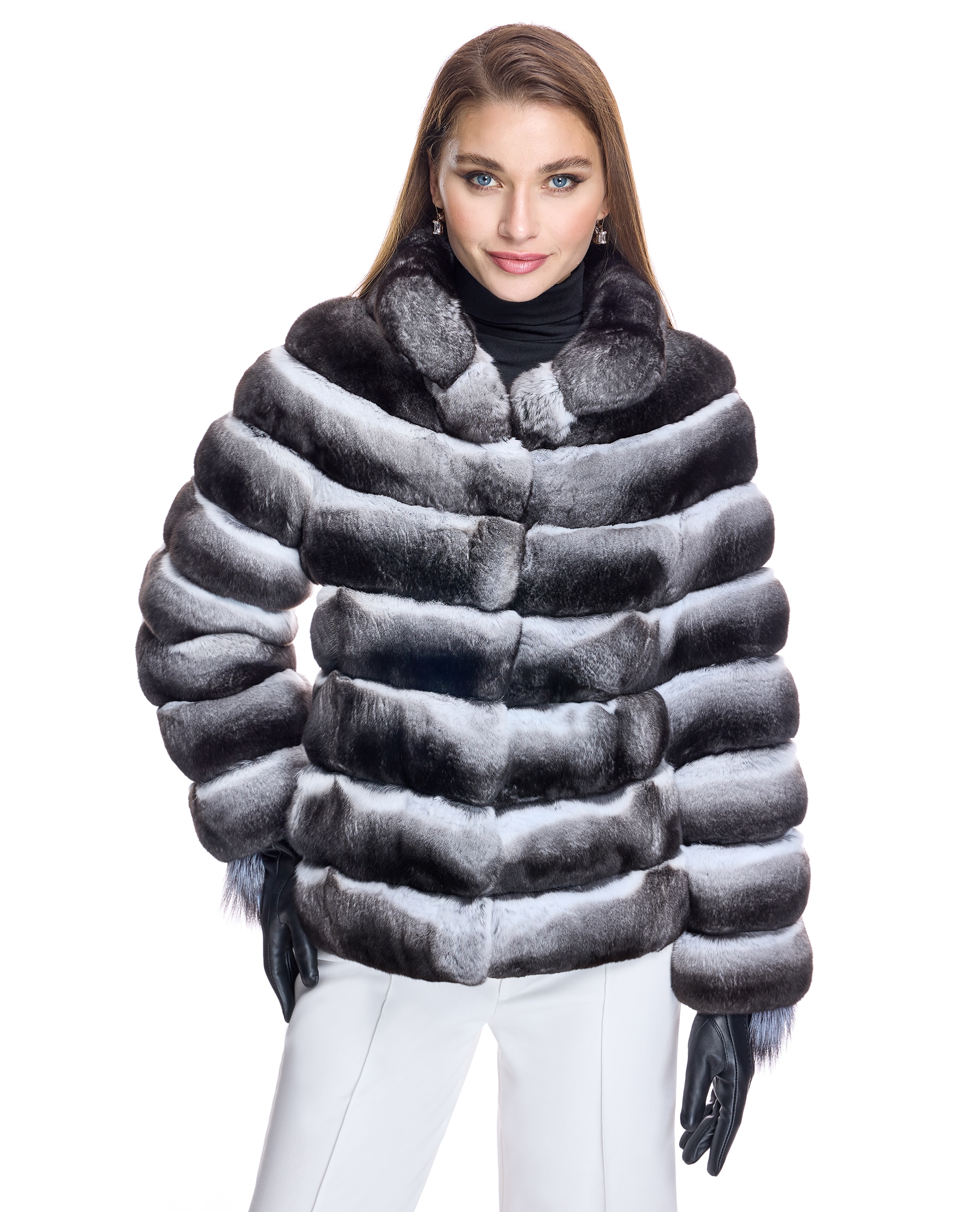 Chaqueta de pelo de mujer de chinchilla - Maximilian - Gris Gris-1