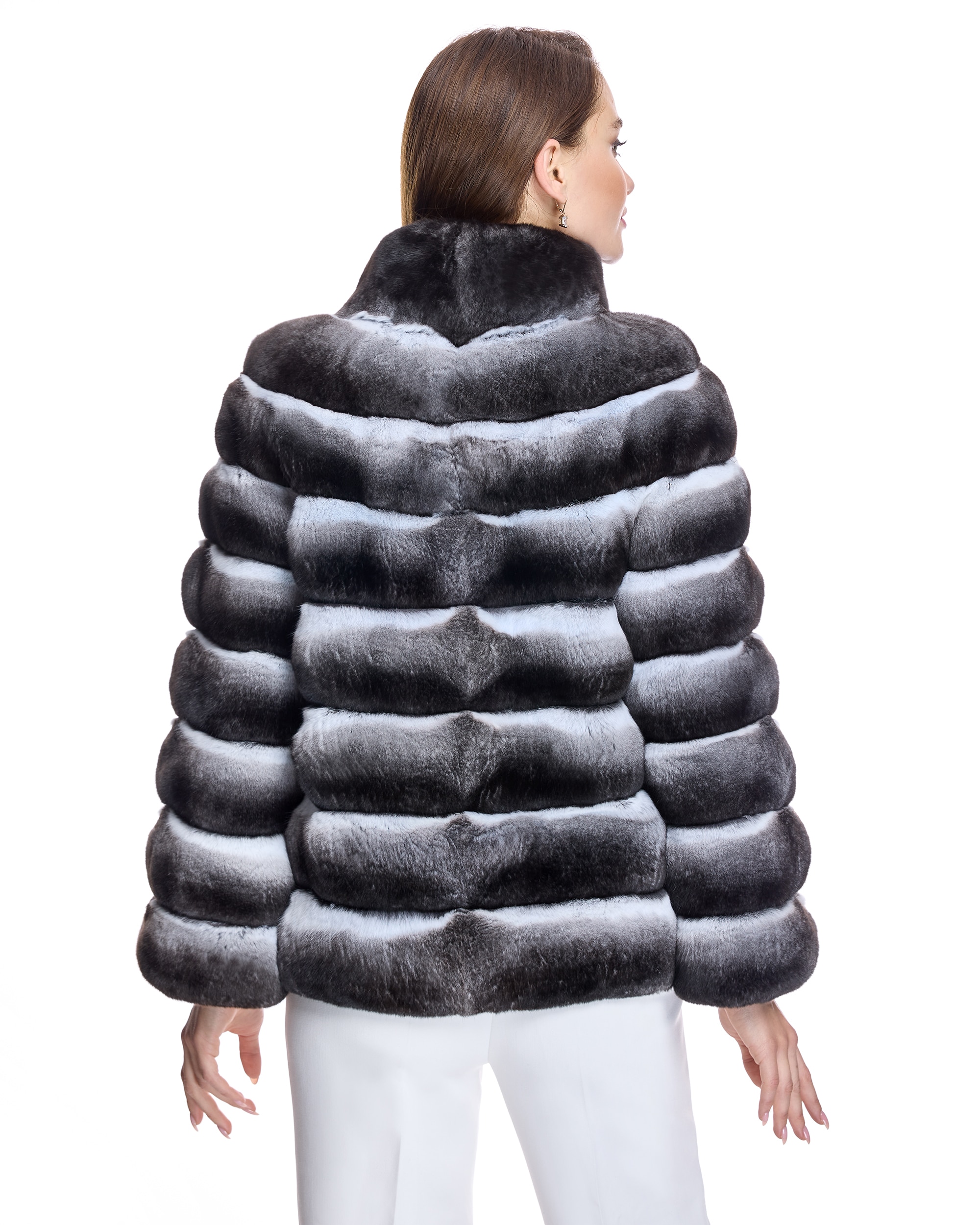 Chaqueta de pelo de mujer de chinchilla - Maximilian - Gris Gris-3