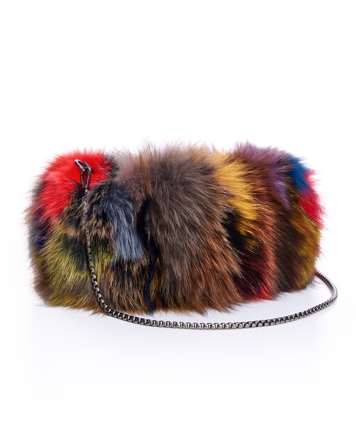 Imagen 0 de Bolso de fiesta de pelo de zorro multicolor